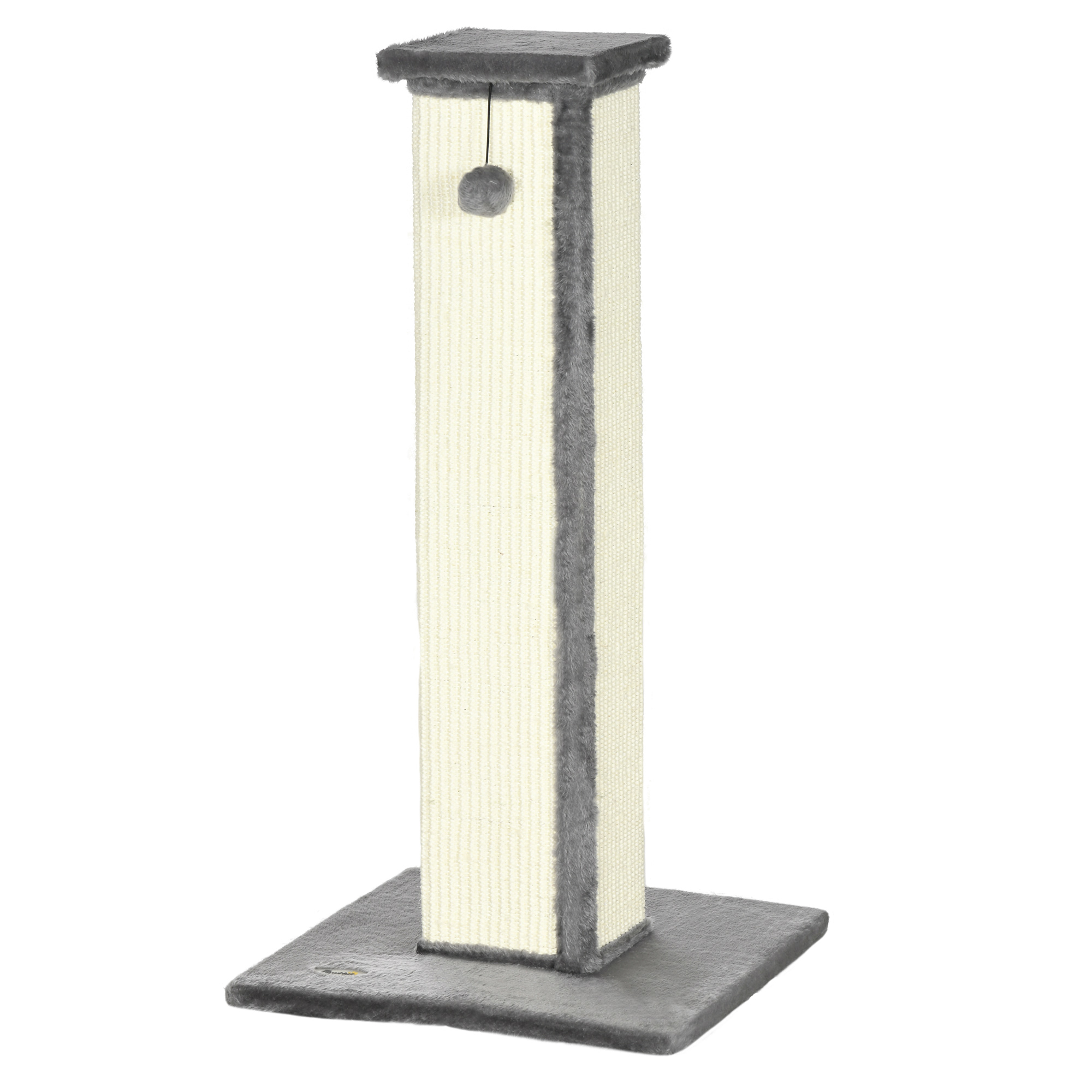 32" Tall Sisal Cat Scratching Post with Hanging Ball Grey