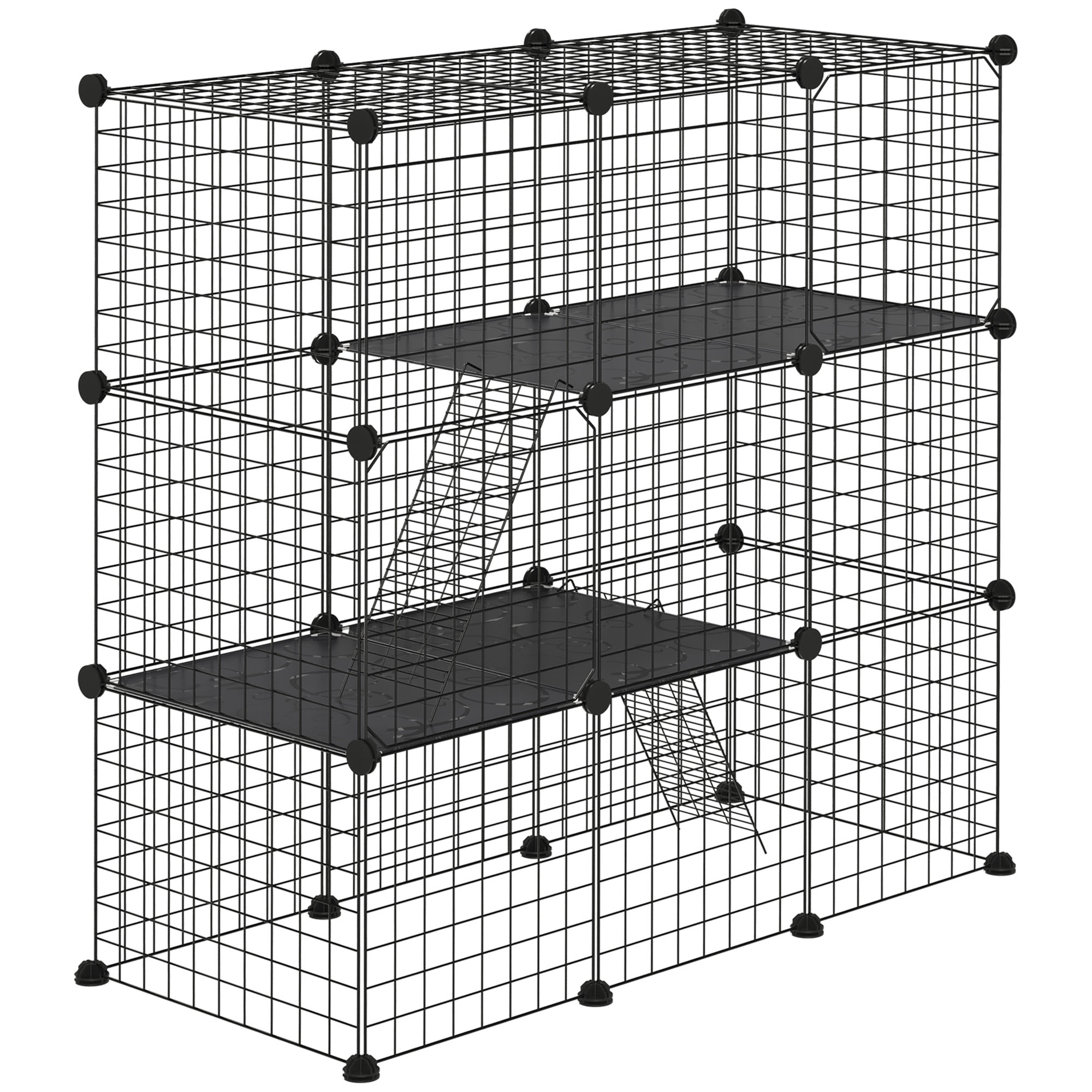 31 Panels Small Animal Cage, Chinchilla Cage w/ Doors Ramps