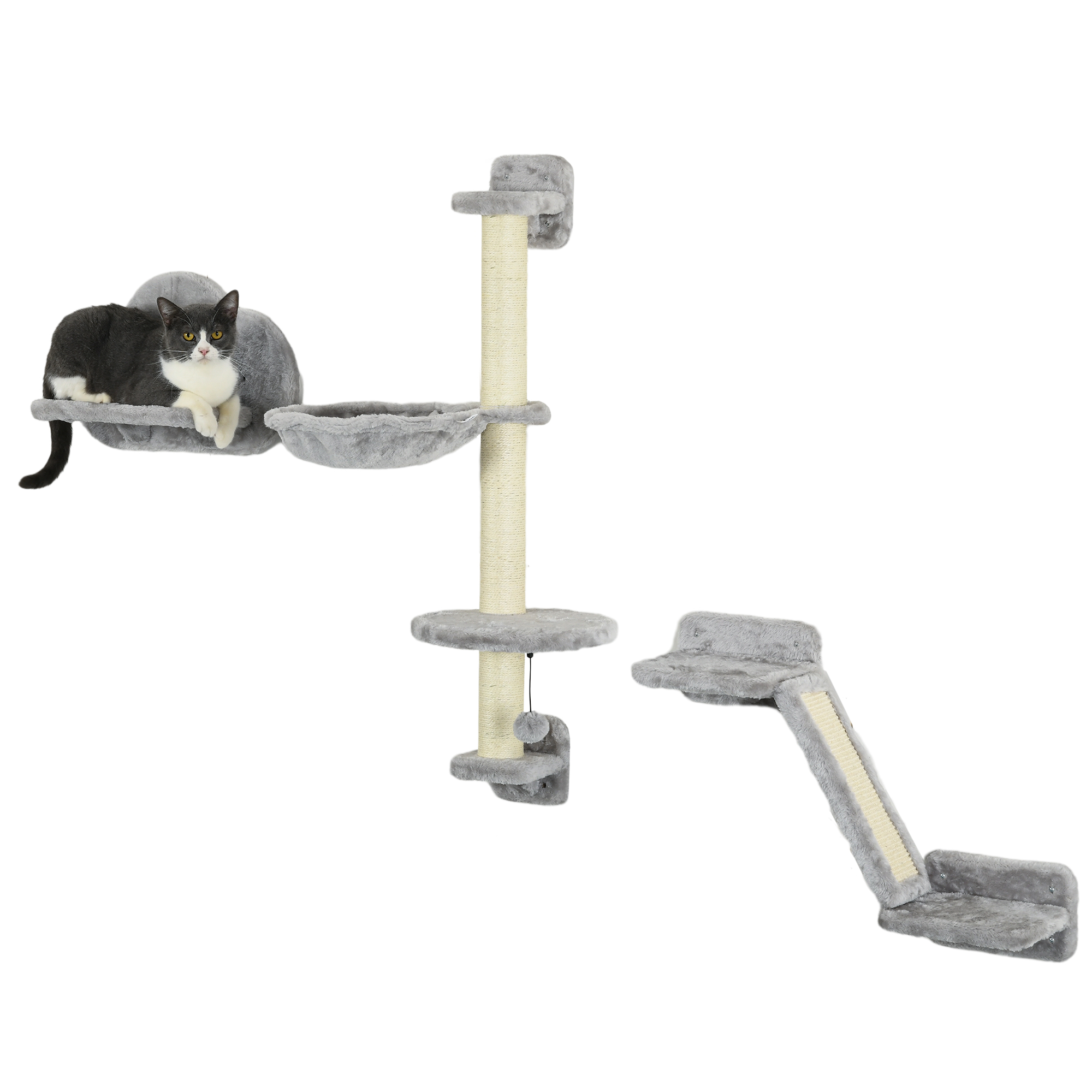 3PCs Cat Shelves with Hammock, Scratching Posts, Platforms