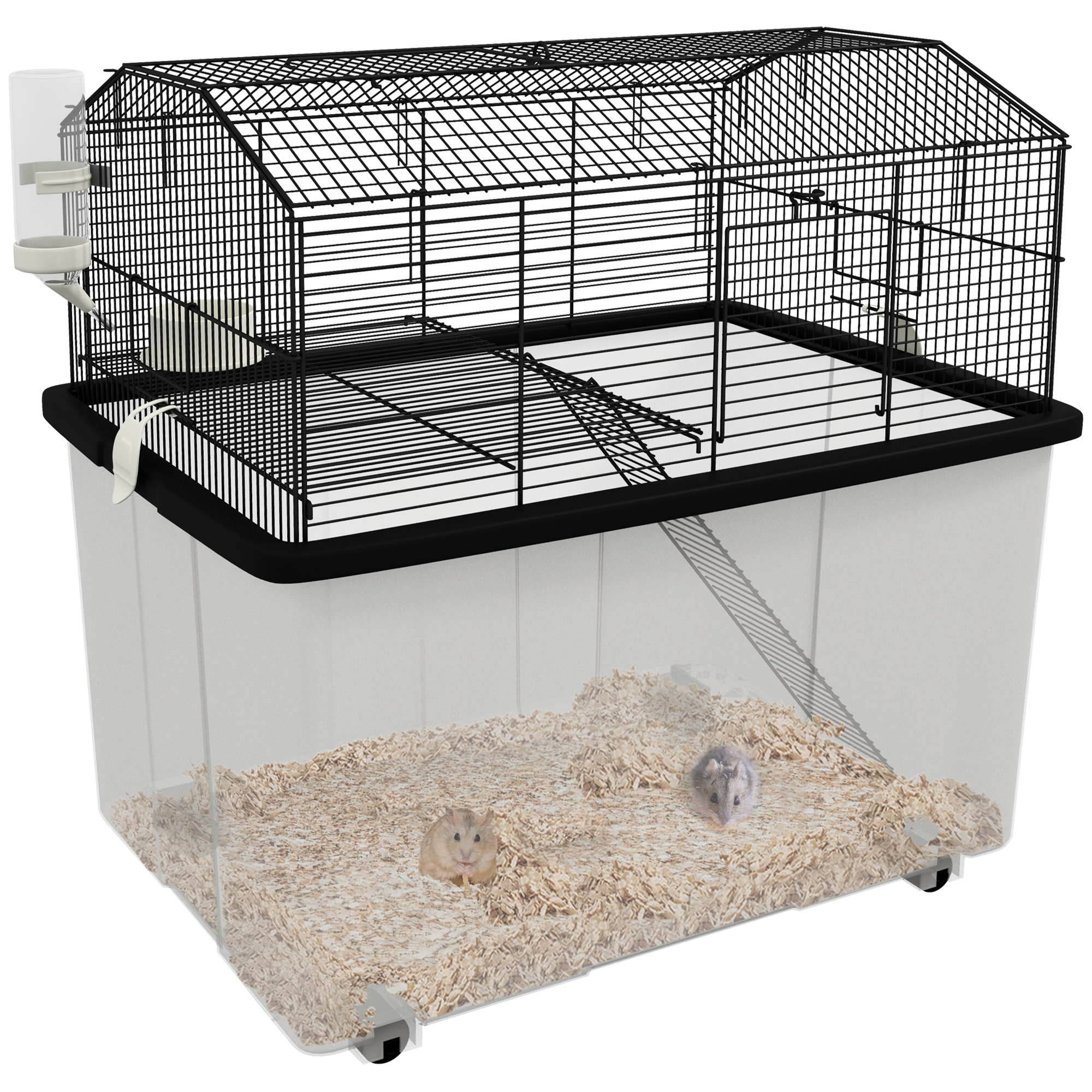 Hamster Cage Gerbil Habitat w/ Wheels Detachable Bottom