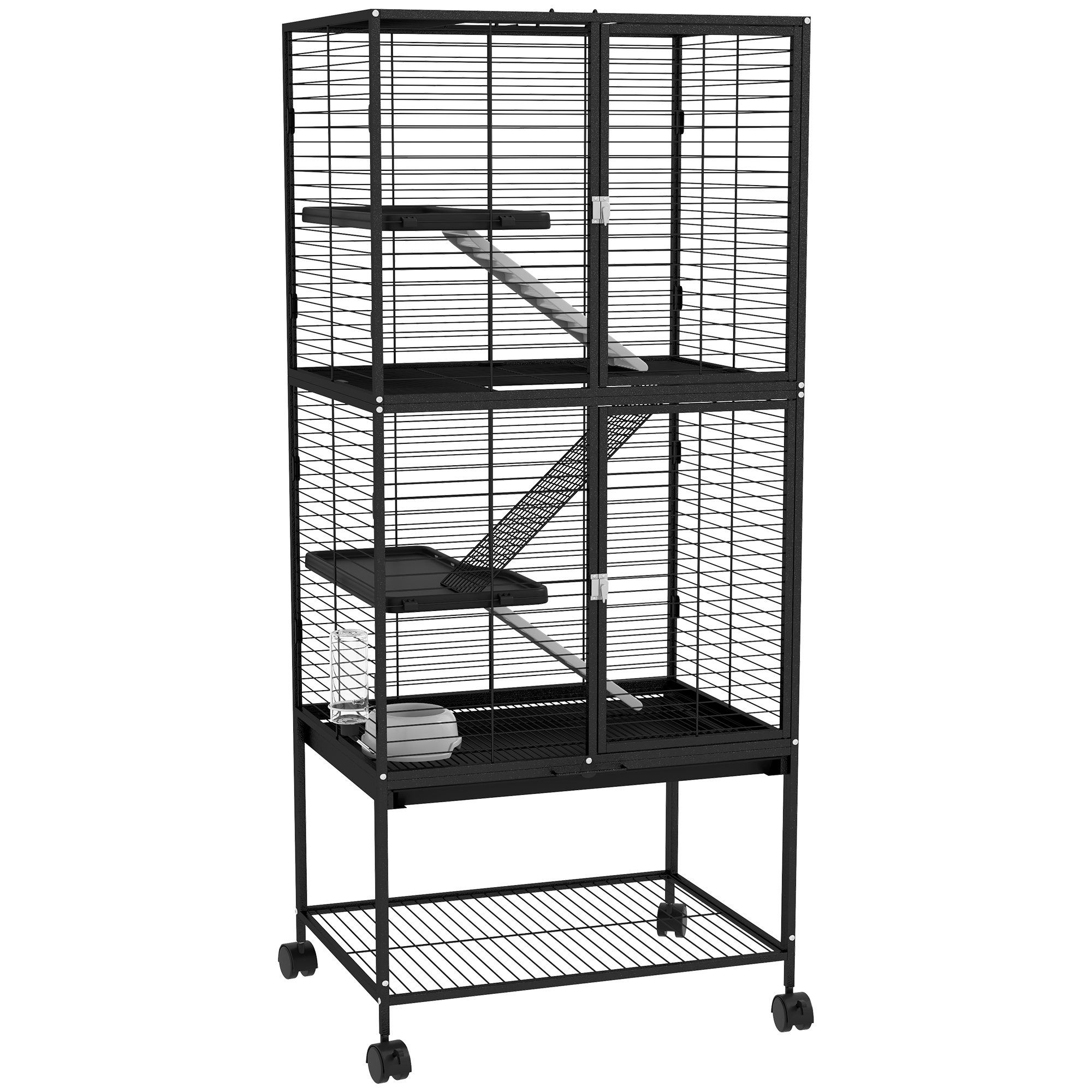 4 Tiers Rolling Small Animal Cage w/ Removable Tray