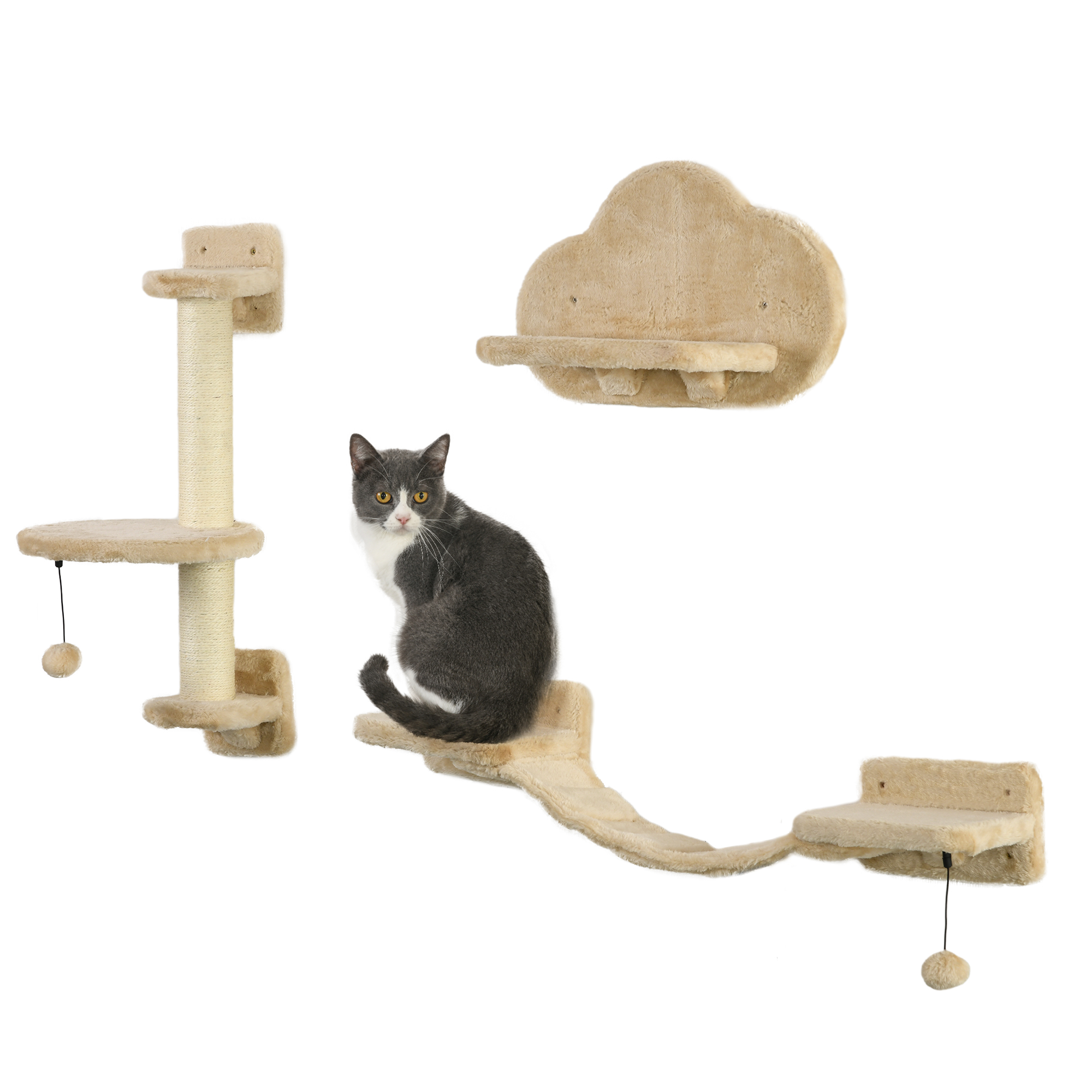 Cat Wall Shelf, Jumping Platforms with Scratching Post