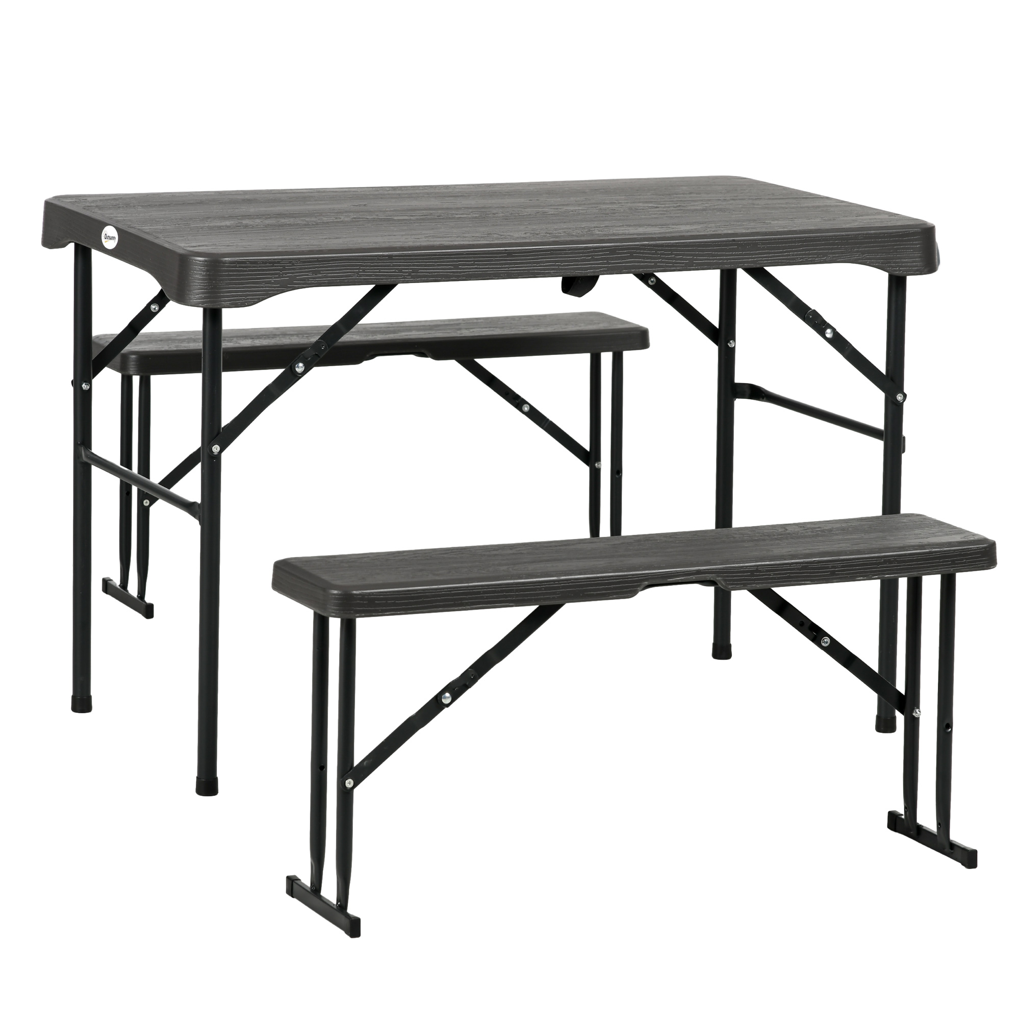 Foldable Picnic Table Set, HDPE Beer Table Set, Dark Grey