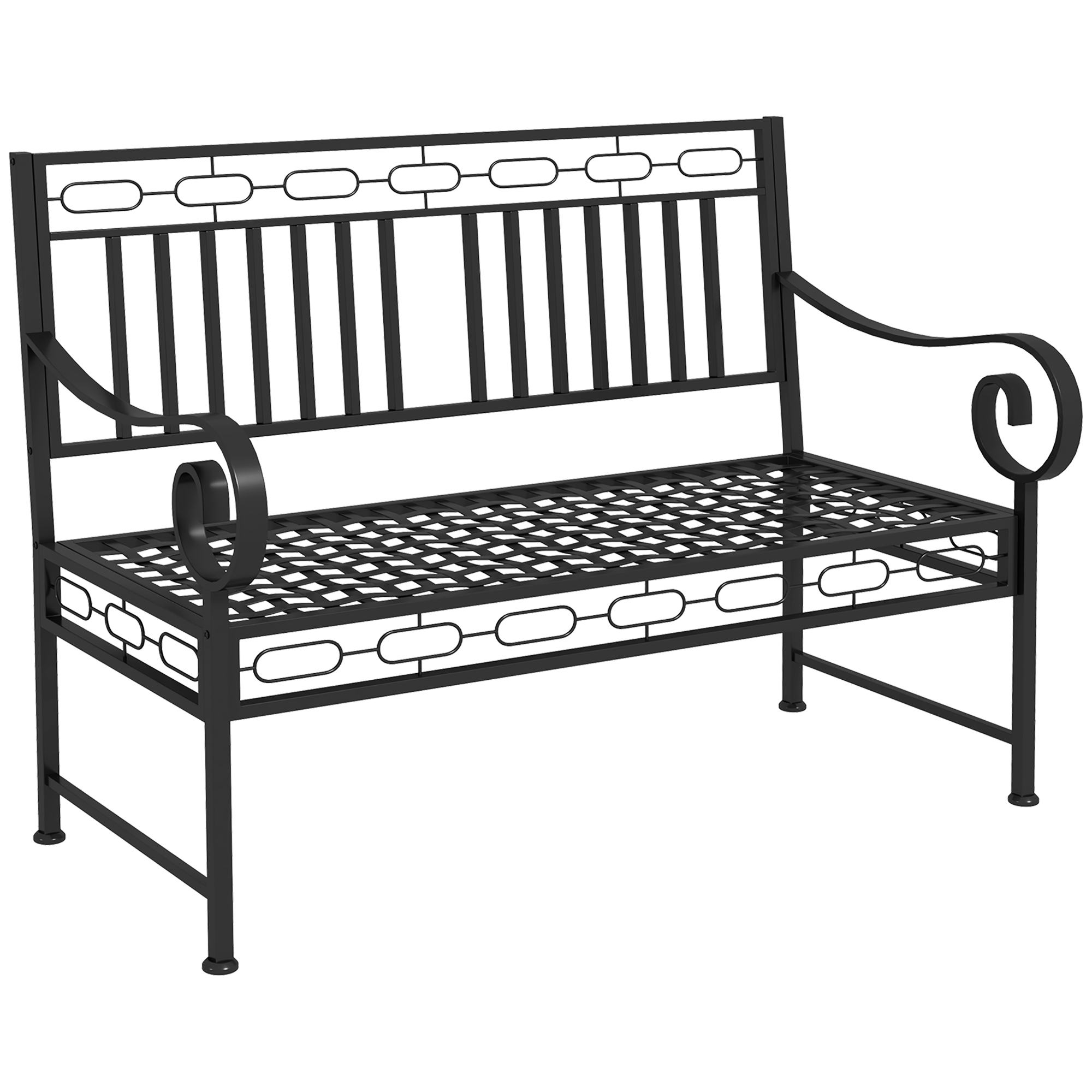 44" Garden Bench 2 Seater Metal Park Bench for Patio Lawn