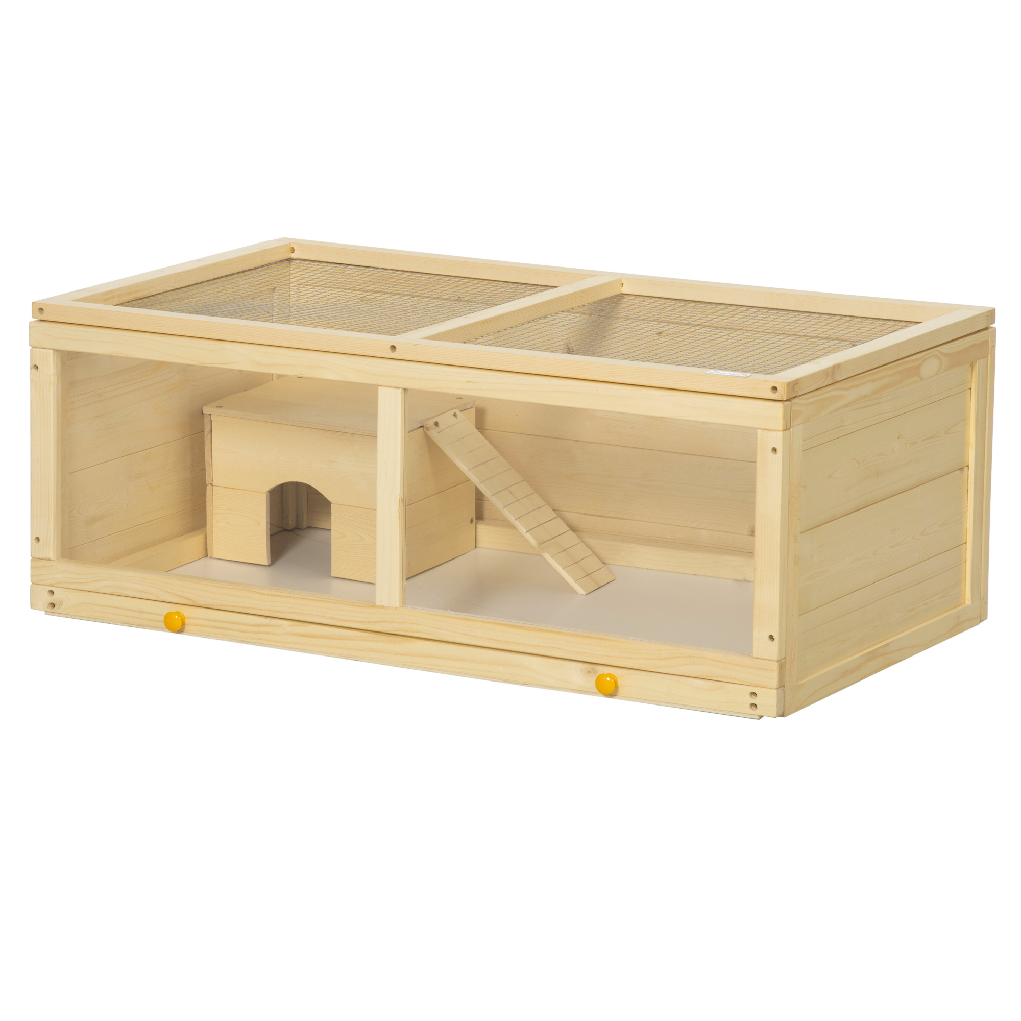 Wooden Hamster Cage for Gerbils, Bunnies w/ Sliding Tray