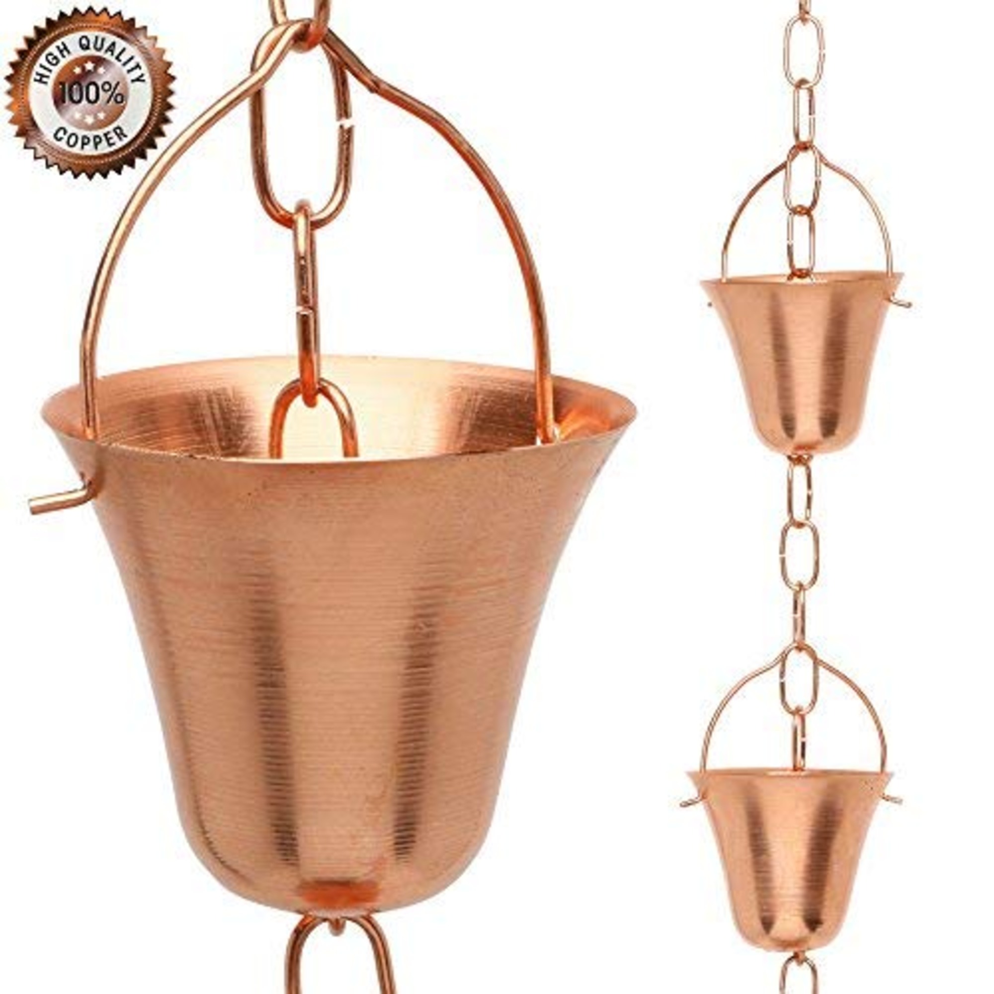 Marrgon Copper Rain Chain - Bell Style Cups