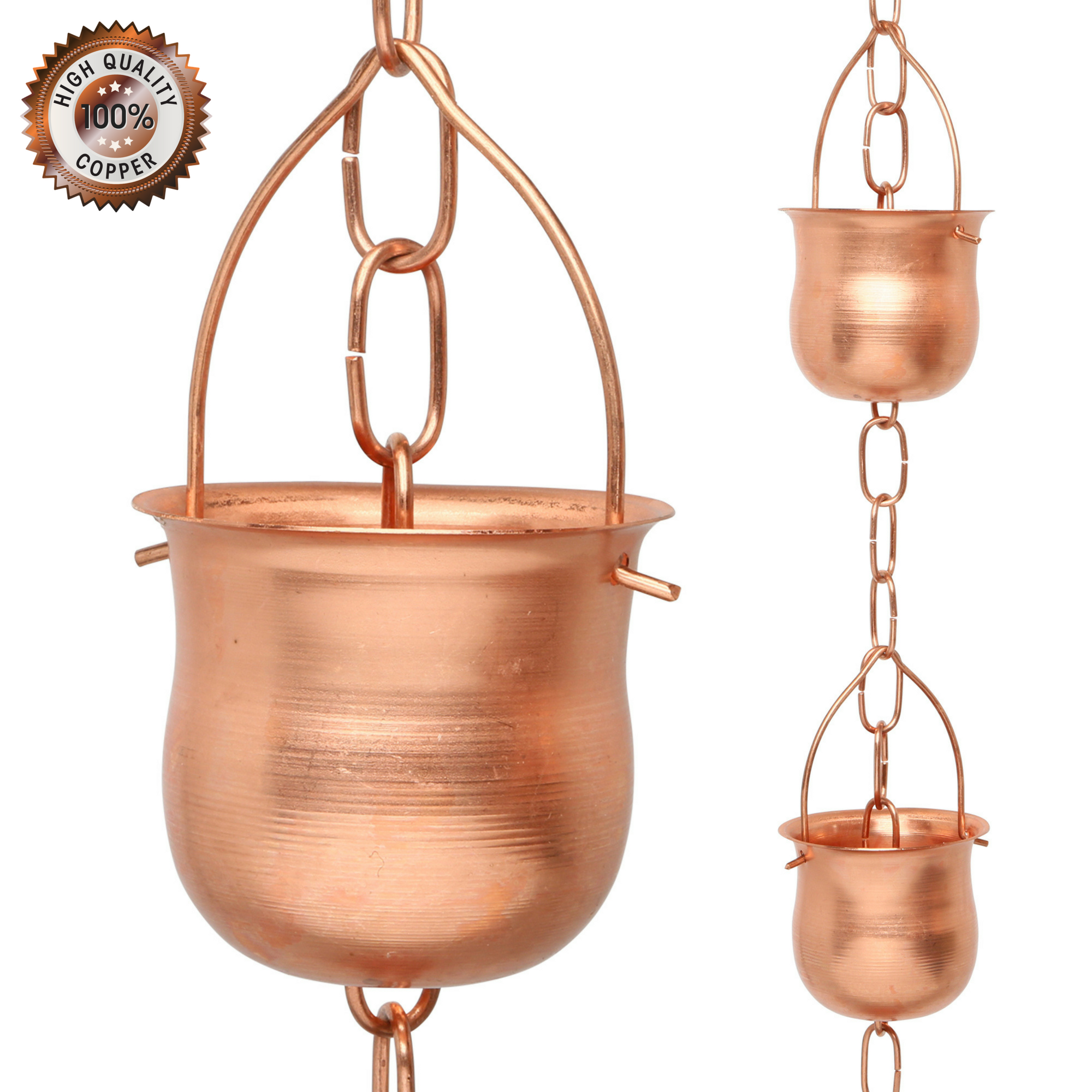 Marrgon Copper Rain Chain - Pot Style Cup