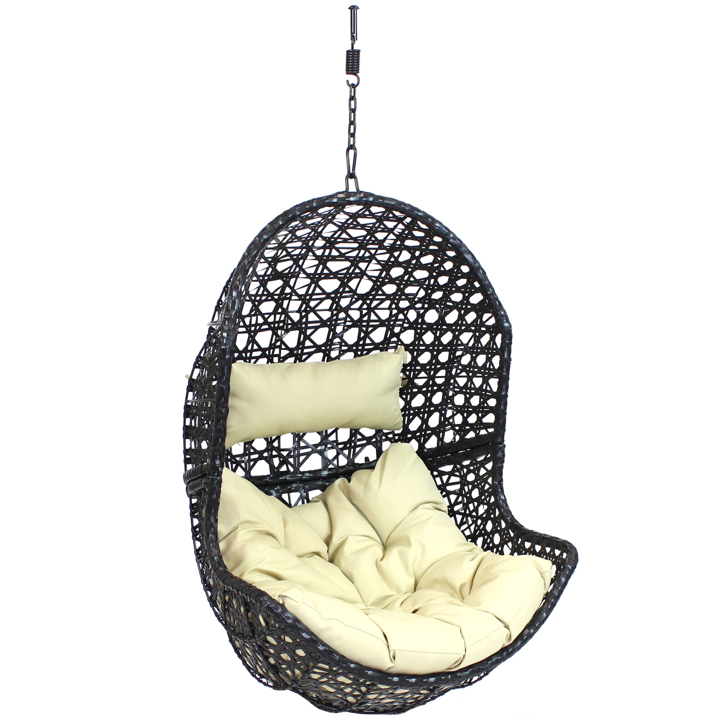 Lauren Basket Hanging Egg Chair with Cushions - Beige