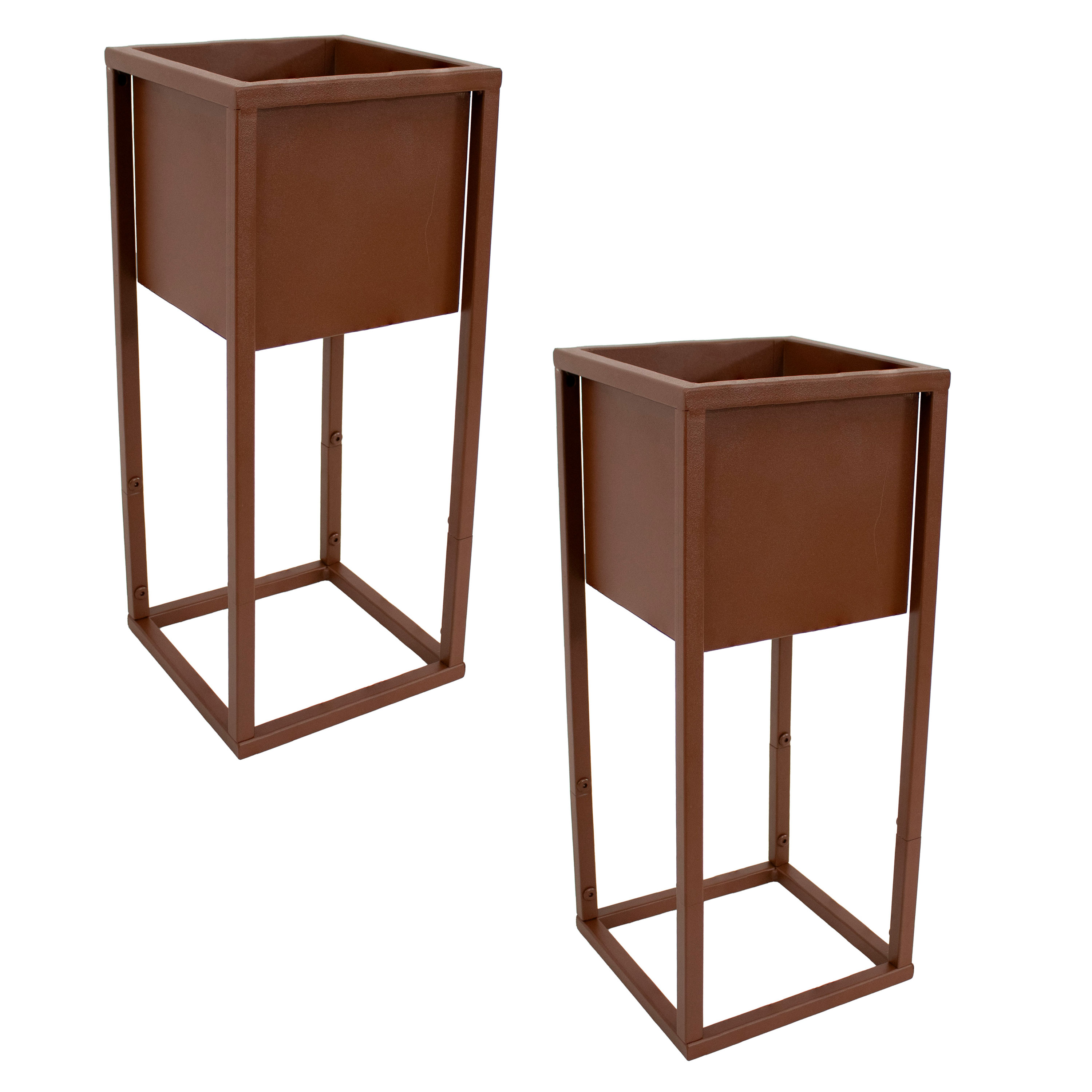 20 in Modern Simplicity Outdoor Elevated Planter - Brown 2Pk