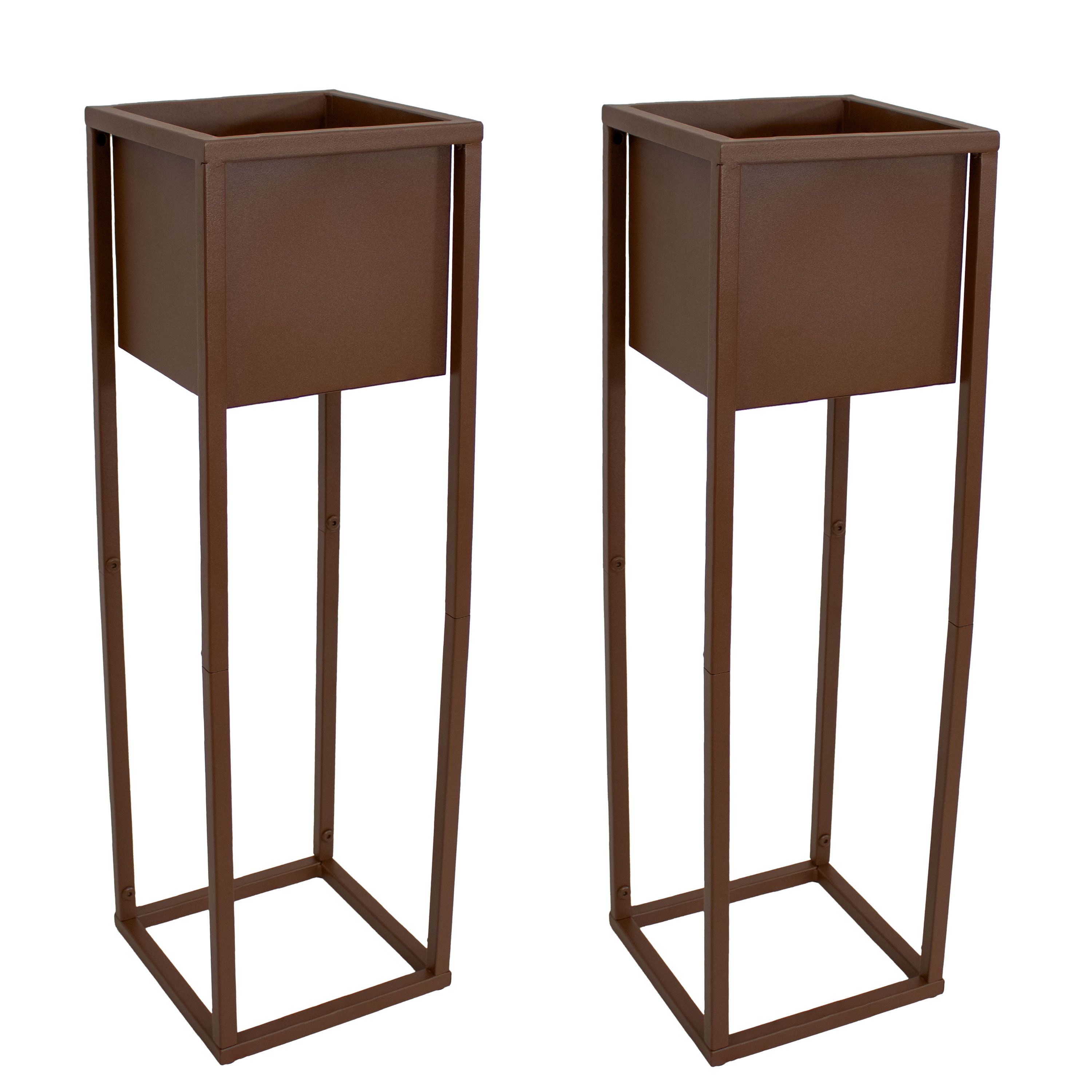 27 in Modern Simplicity Outdoor Elevated Planter - Brown 2Pk