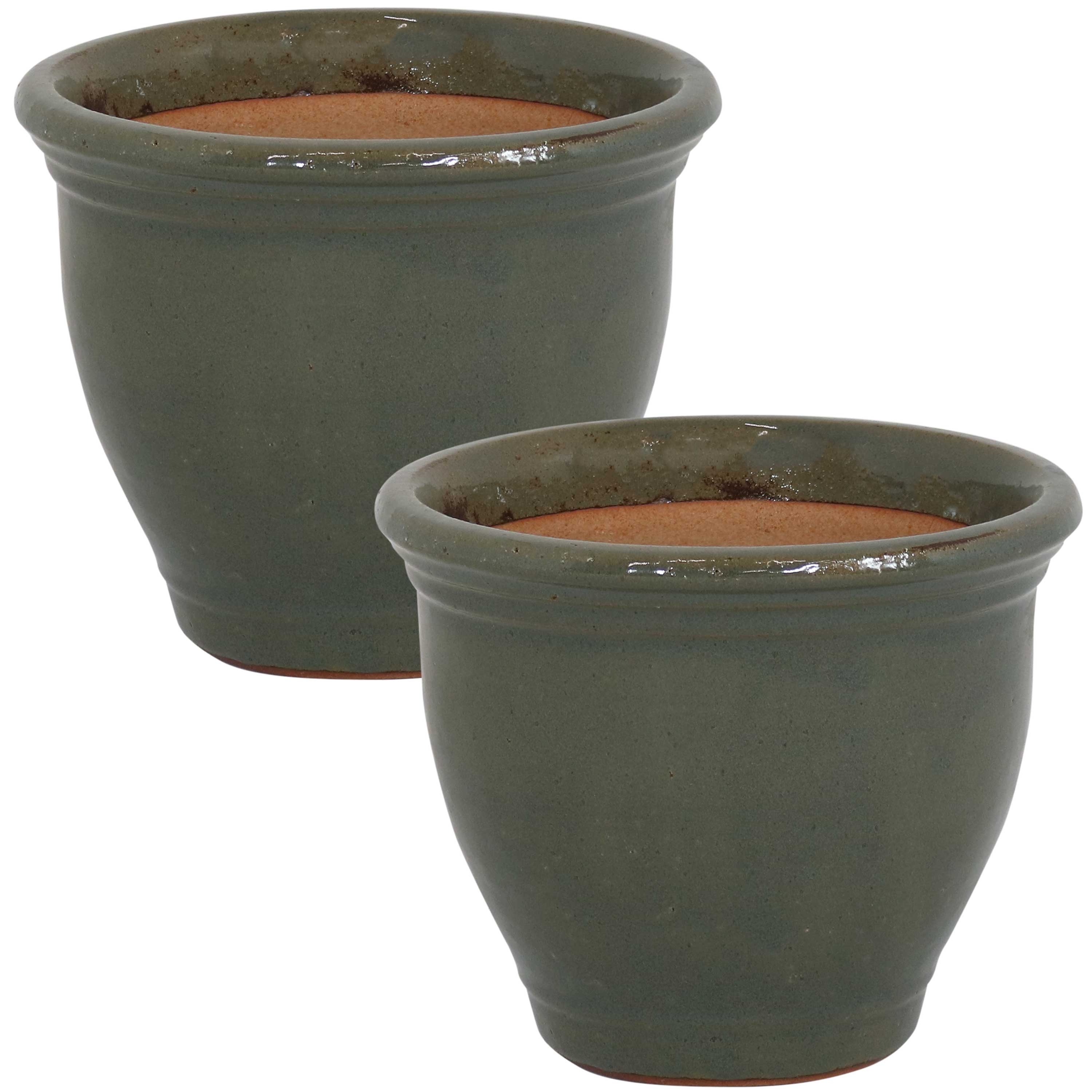 9 in Studio Glazed Ceramic Planter - Gray - Set of 2