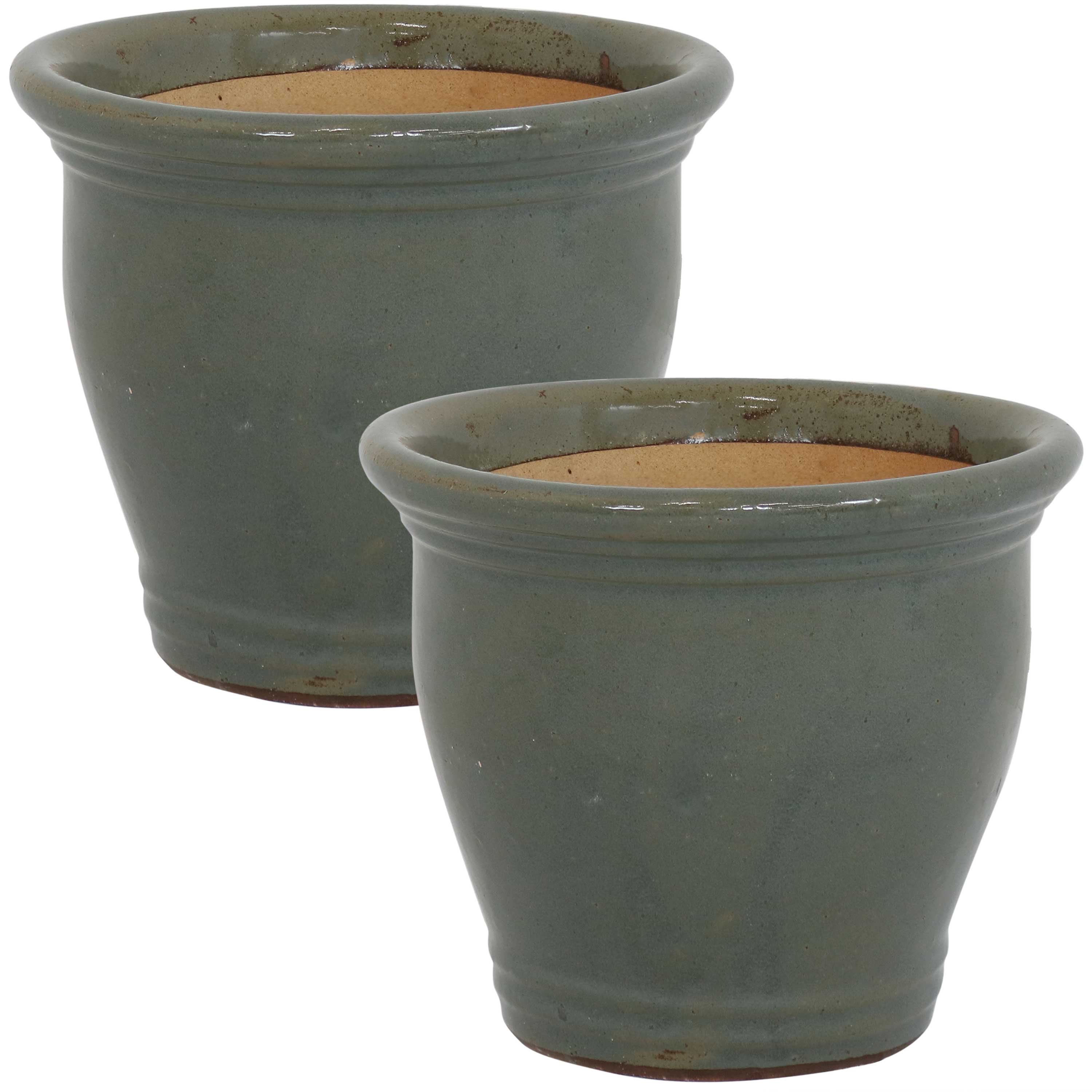 11 in Studio Glazed Ceramic Planter - Gray - Set of 2