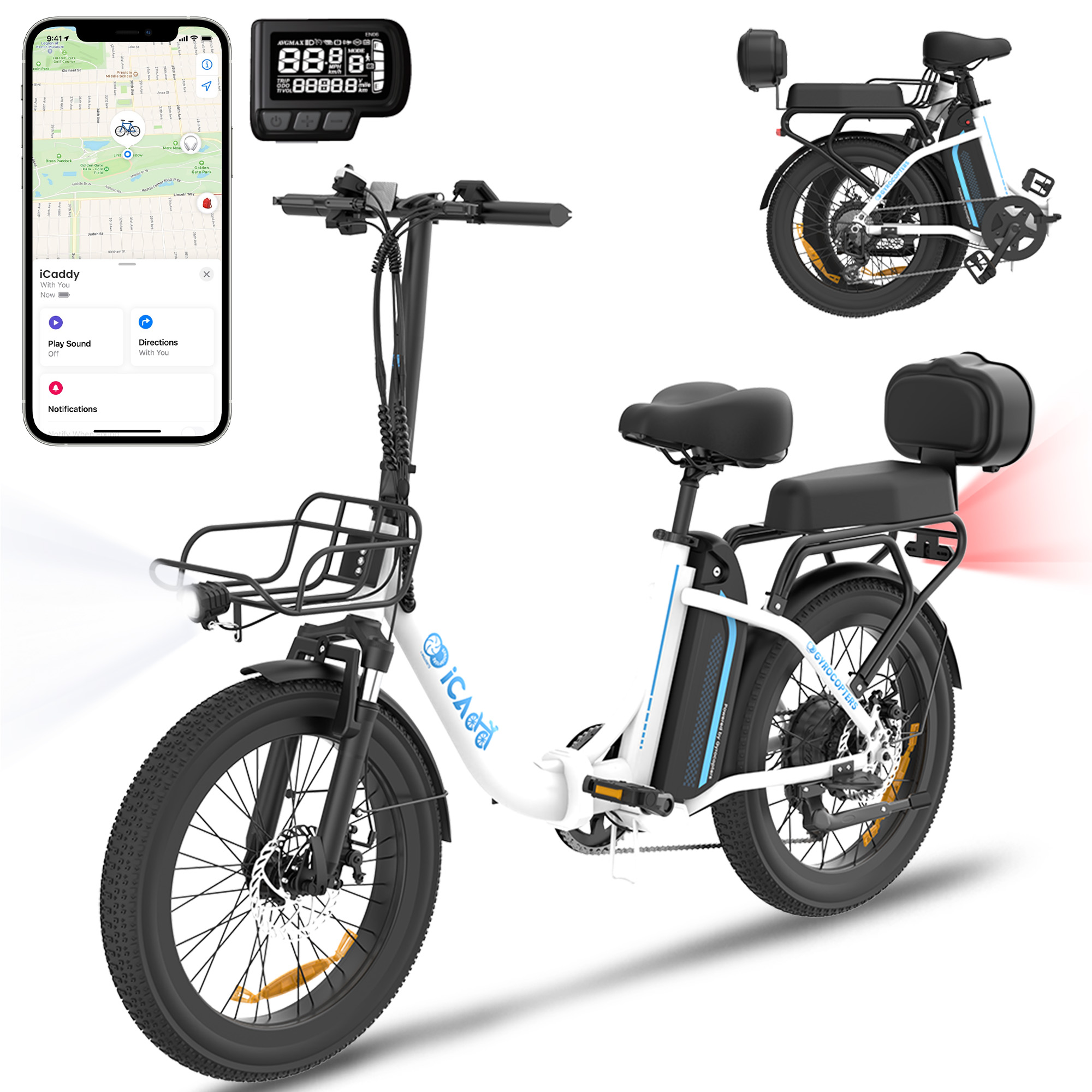 Gyrocopters iCaddy Foldable Electric Bike | 125 km PAS Range