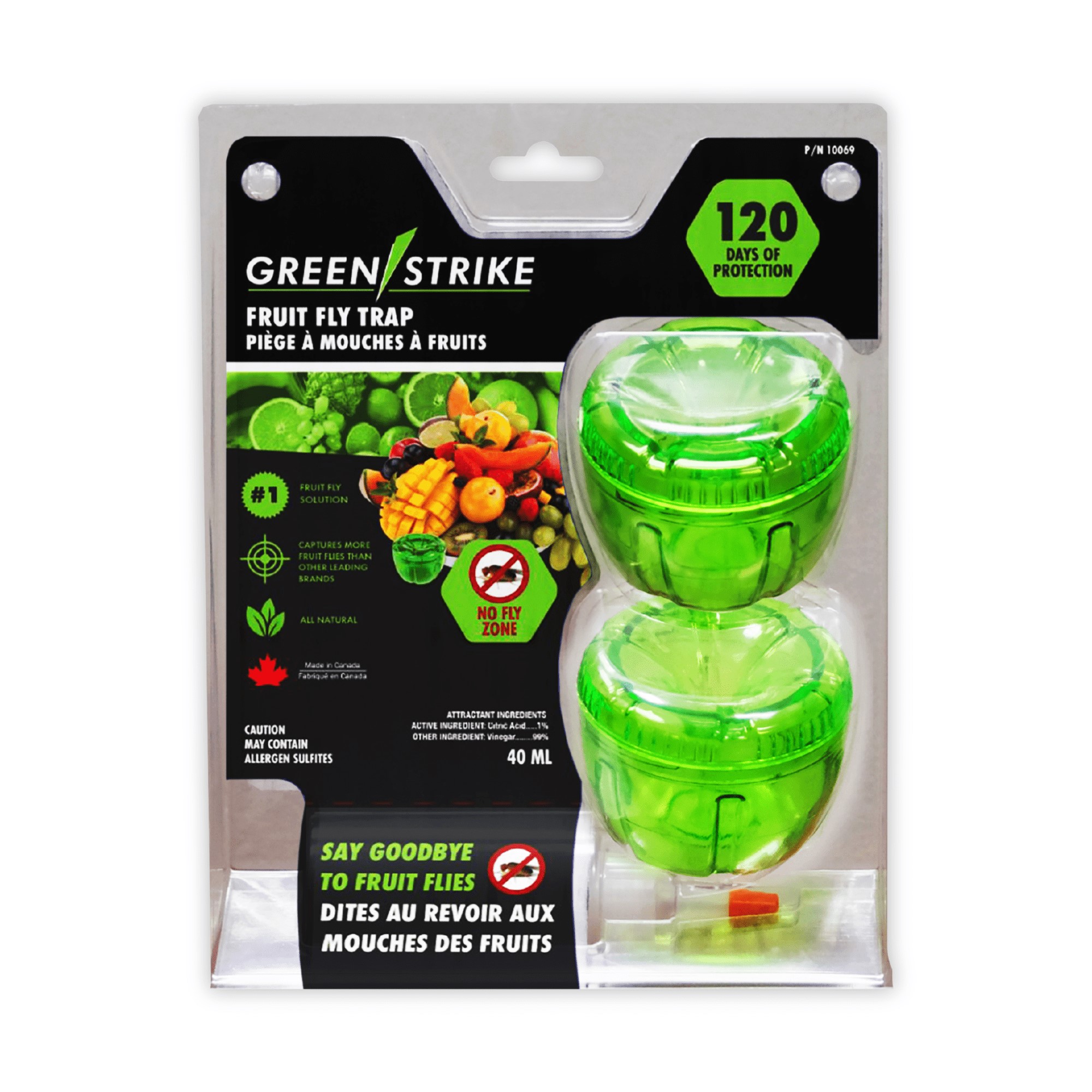 GREENSTRIKE Reusable Fruit Fly Trap With Attractant - 2 Pack