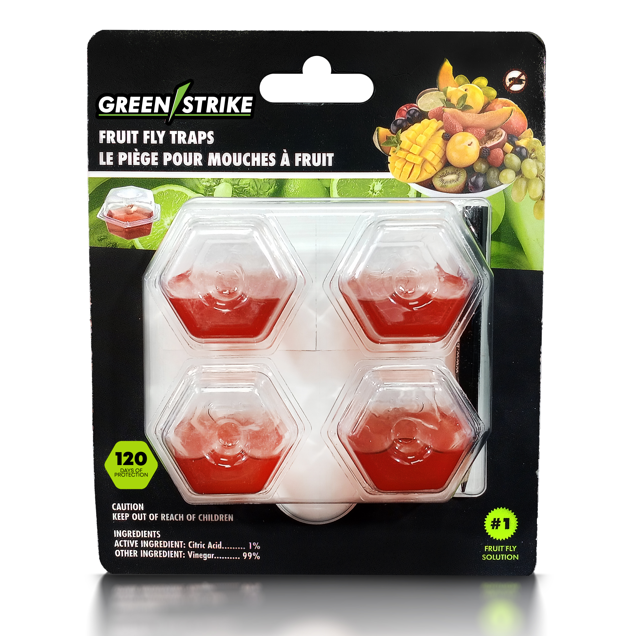 GREENSTRIKE Prefilled Fruit Fly Traps - 4 Pack