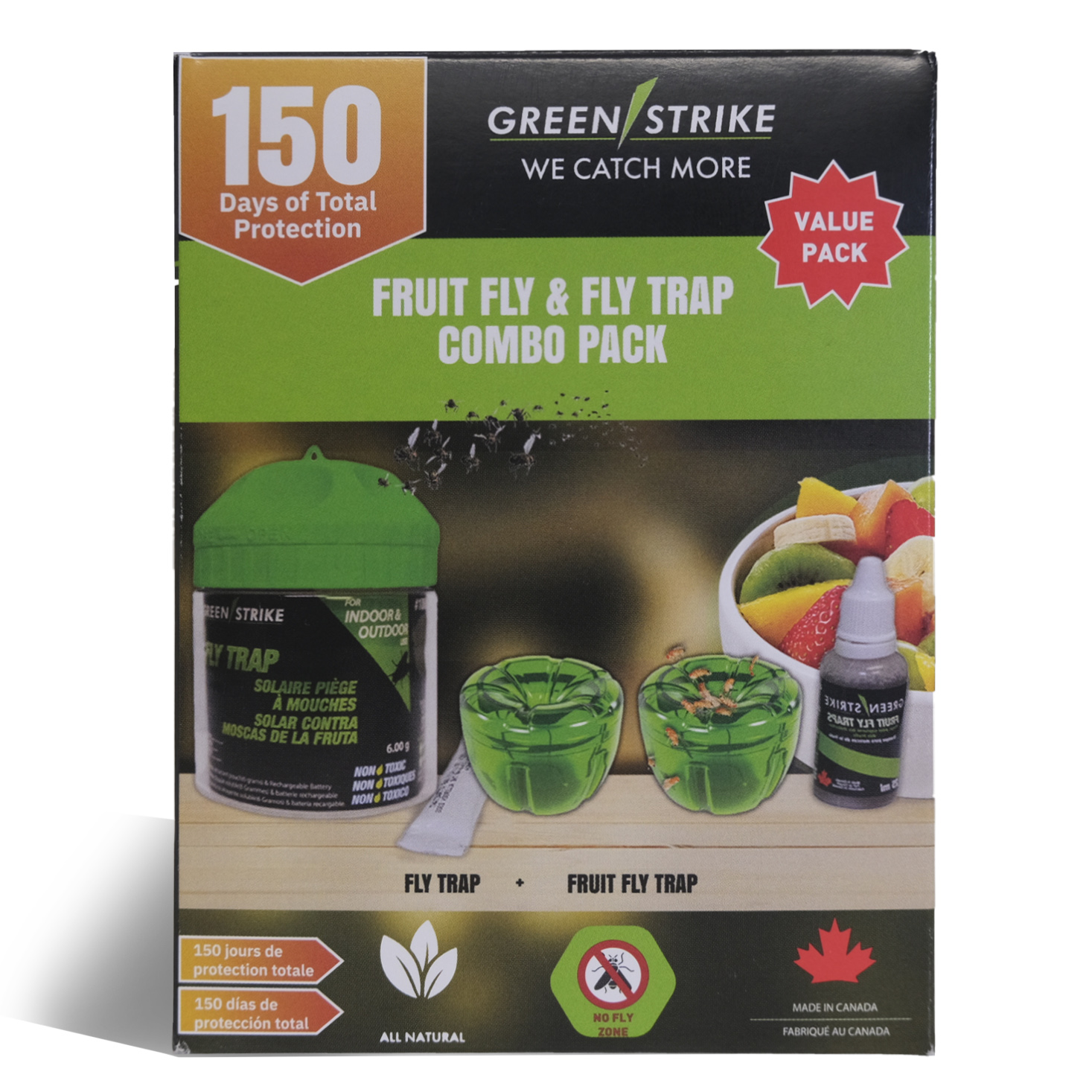 GREENSTRIKE Fruit Fly & Fly Trap Combo Pack