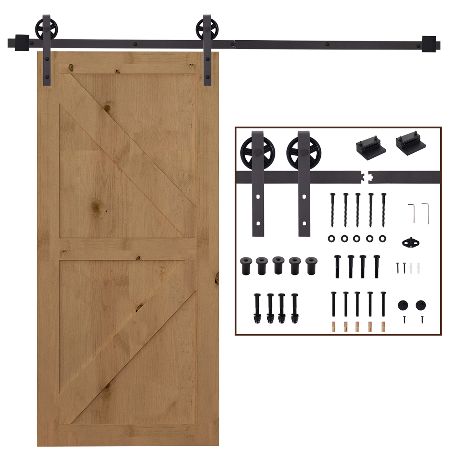 6FT Sliding Barn Door Hardware Kit Fit 36" Wide Single Door