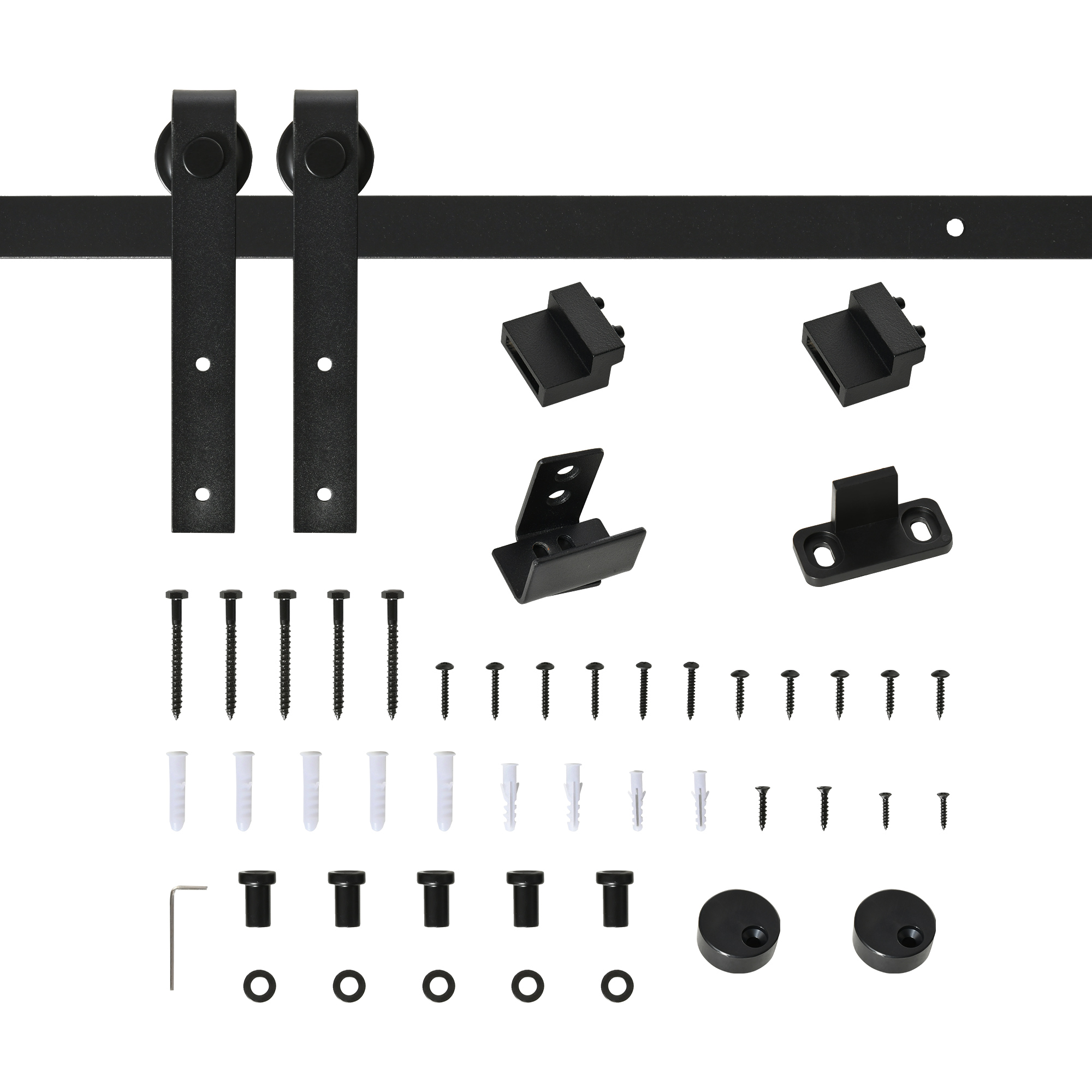 6FT Mini Sliding Barn Door Hardware Kit for TV Stands Black