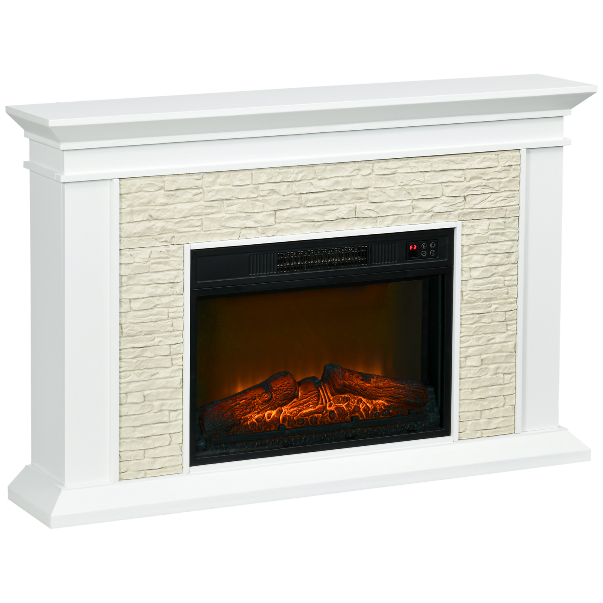 31.5" Electric Fireplace with Mantel Overheat Protection