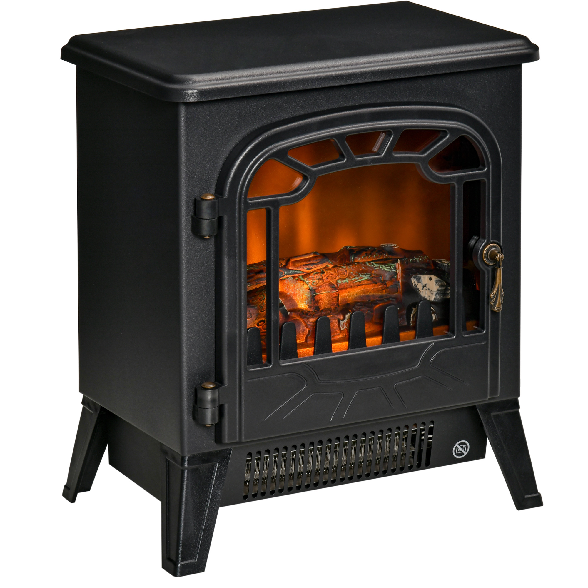 14" Freestanding Electric Fireplace, Black