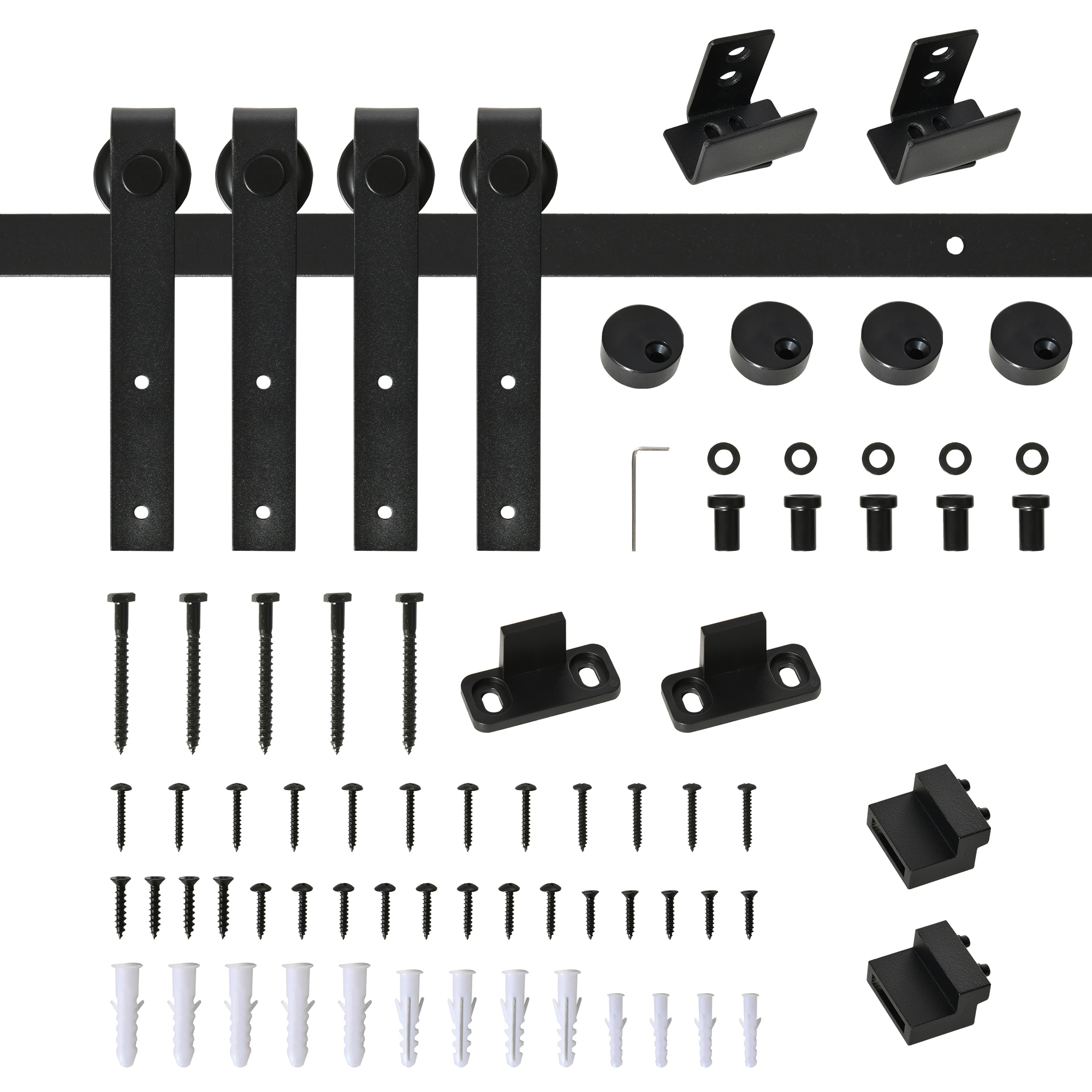 6.6FT Mini Sliding Barn Door Cabinet Hardware Kit J Shape