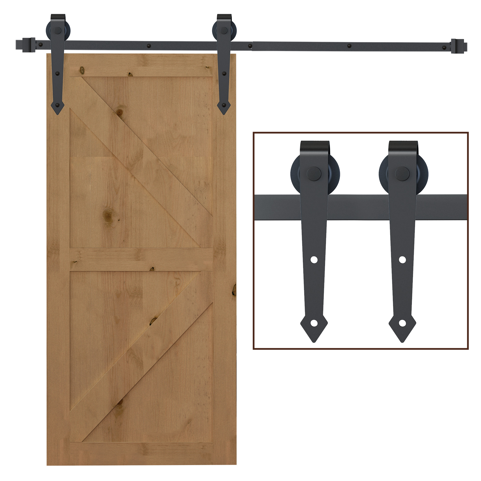 6.6FT Sliding Barn Door Hardware Kit Fit 39" Wide Door Panel