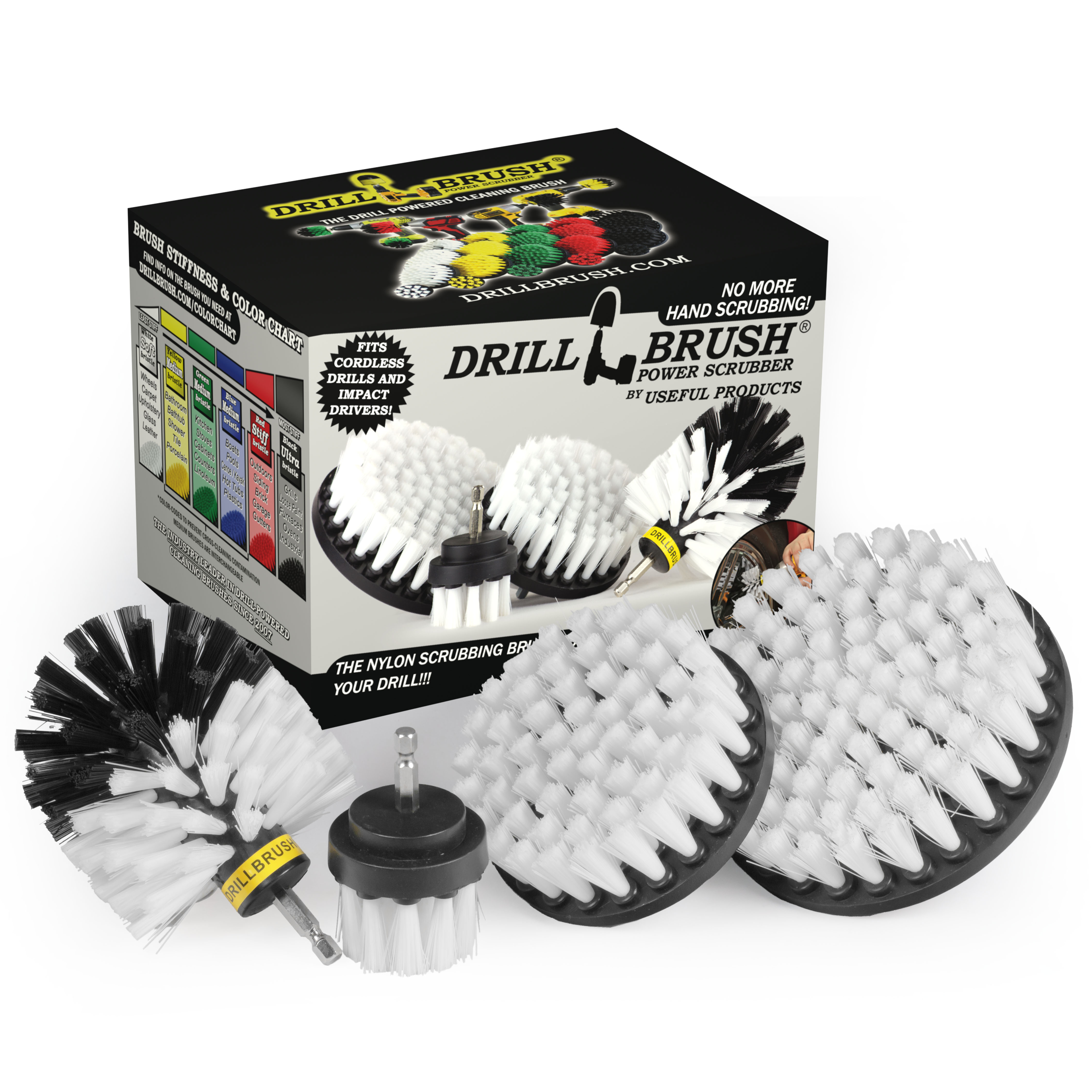 Drillbrush Soft Bristle 4 Piece Leather Cleaner Kit - White