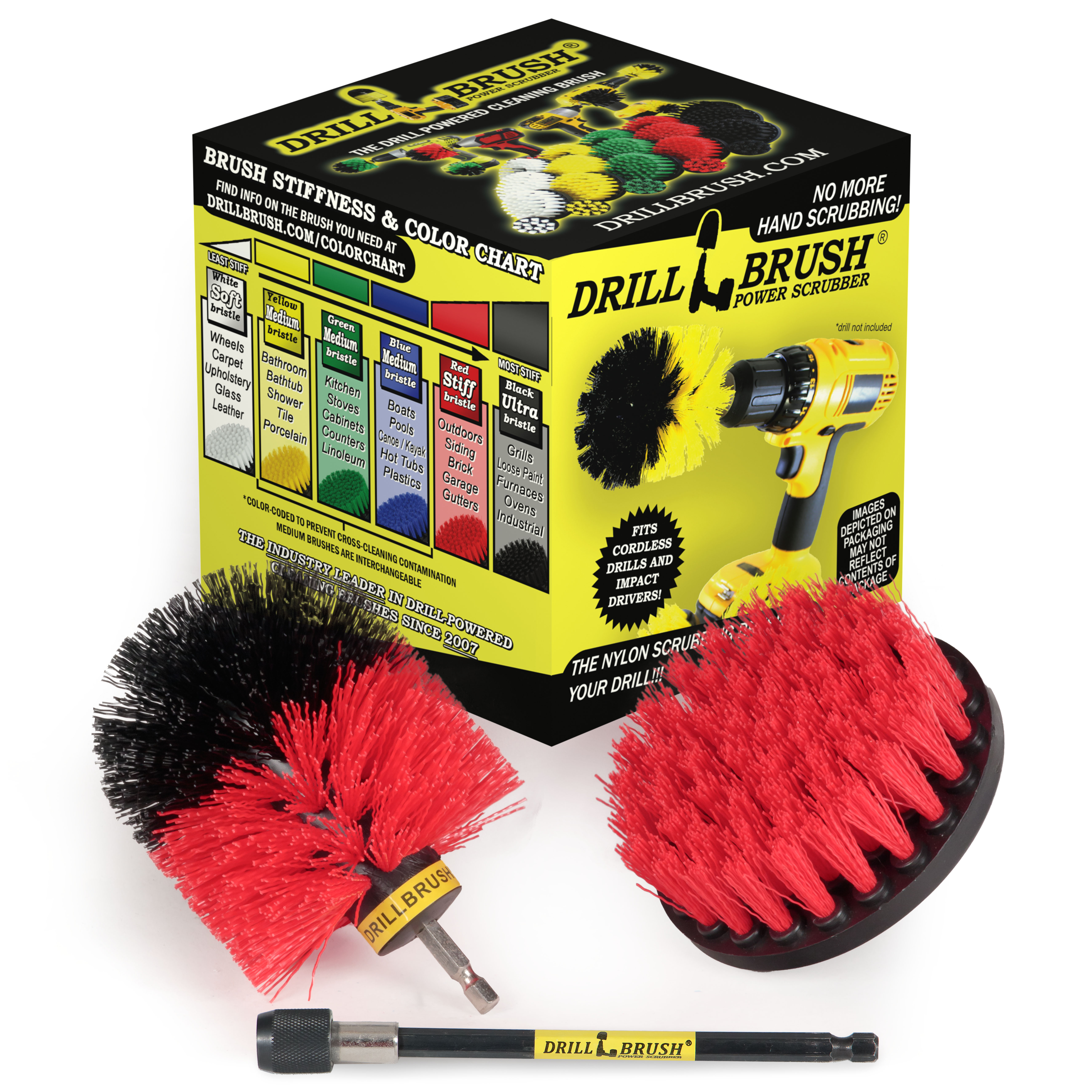 Drillbrush Stiff Bristle Granite Cleaner Kit with Extension