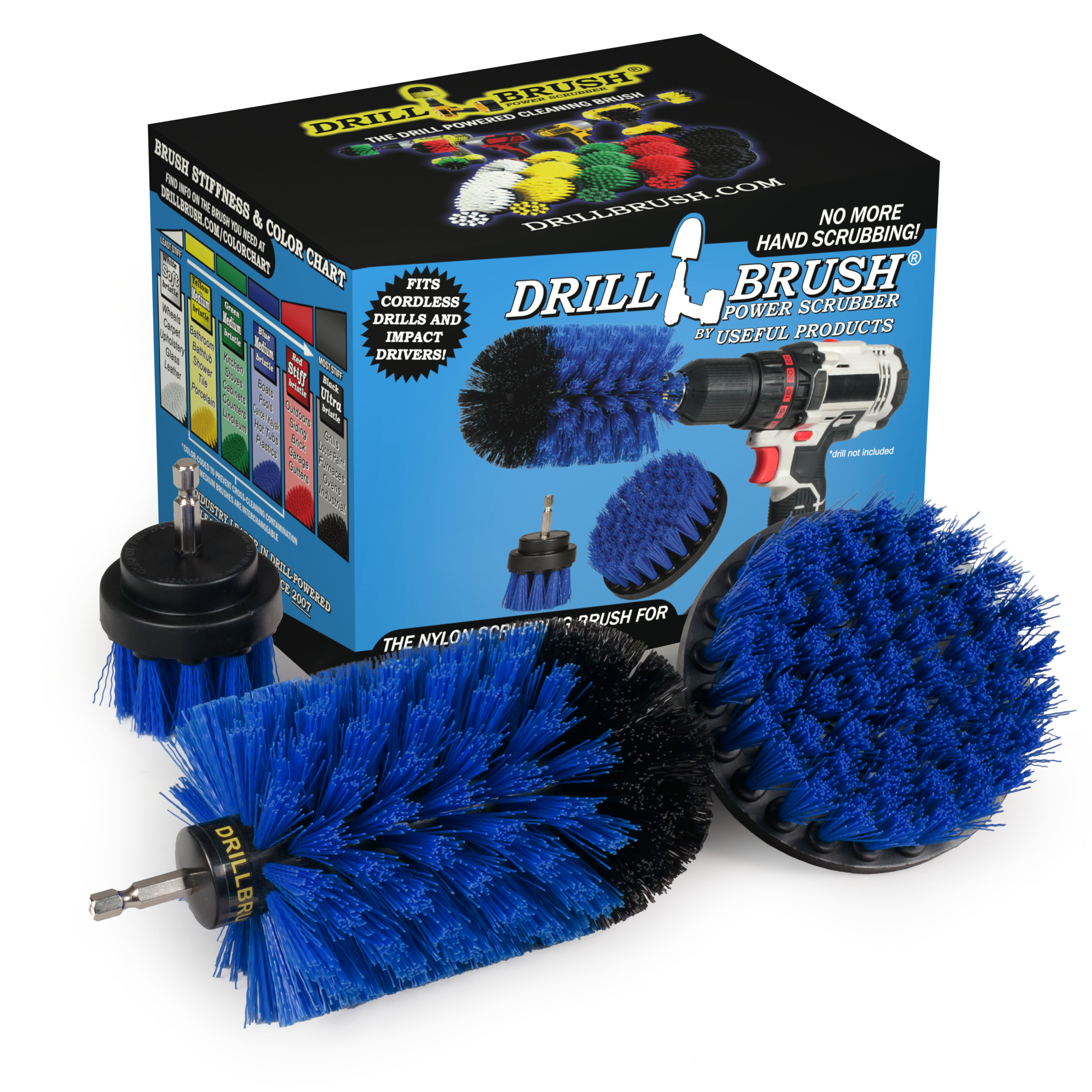 Drillbrush Medium Stiffness 3 Piece Boat Cleaning Brush Kit