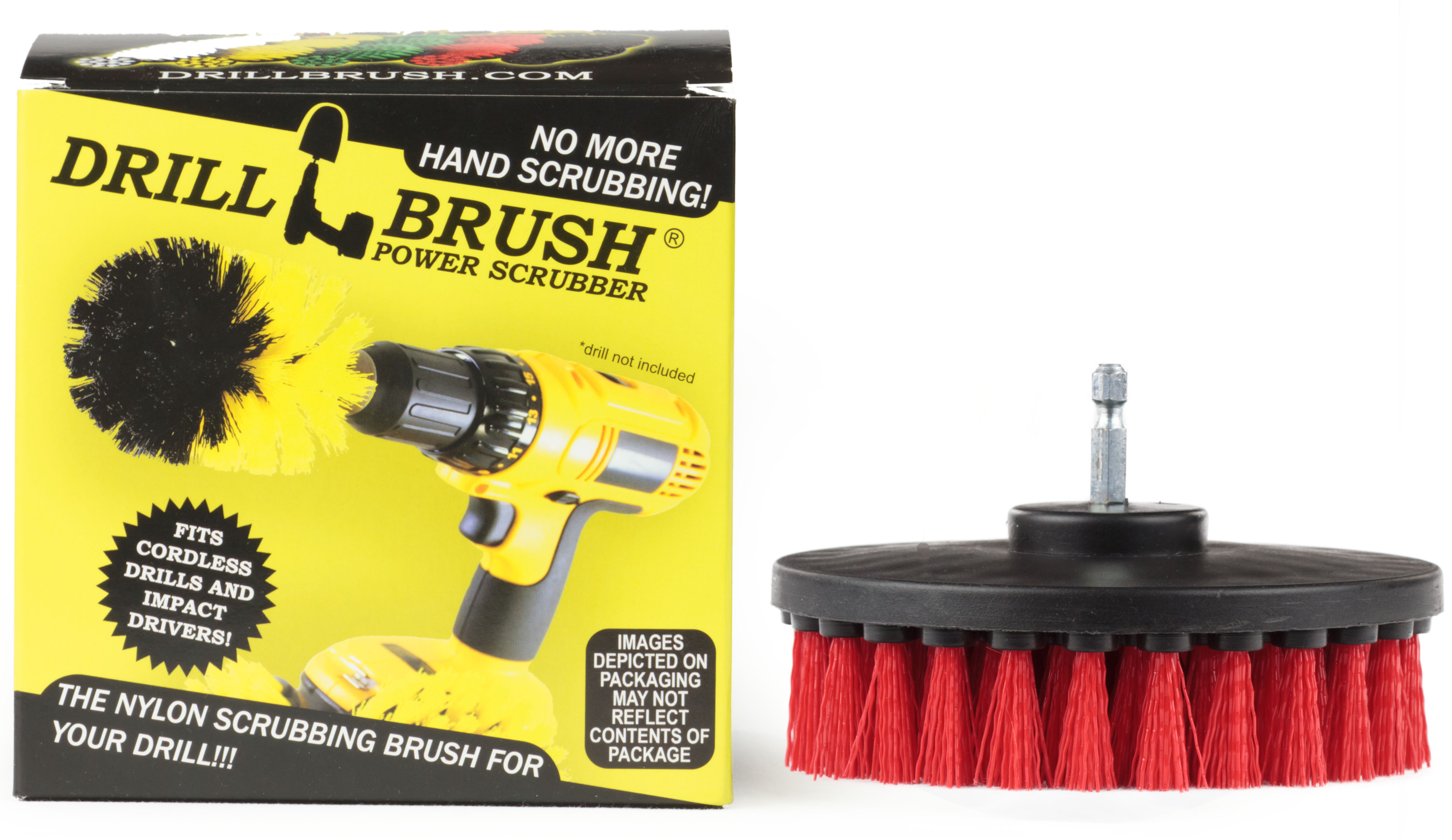 Drillbrush 5in Quick Change Scrub Brush for Decks - Red