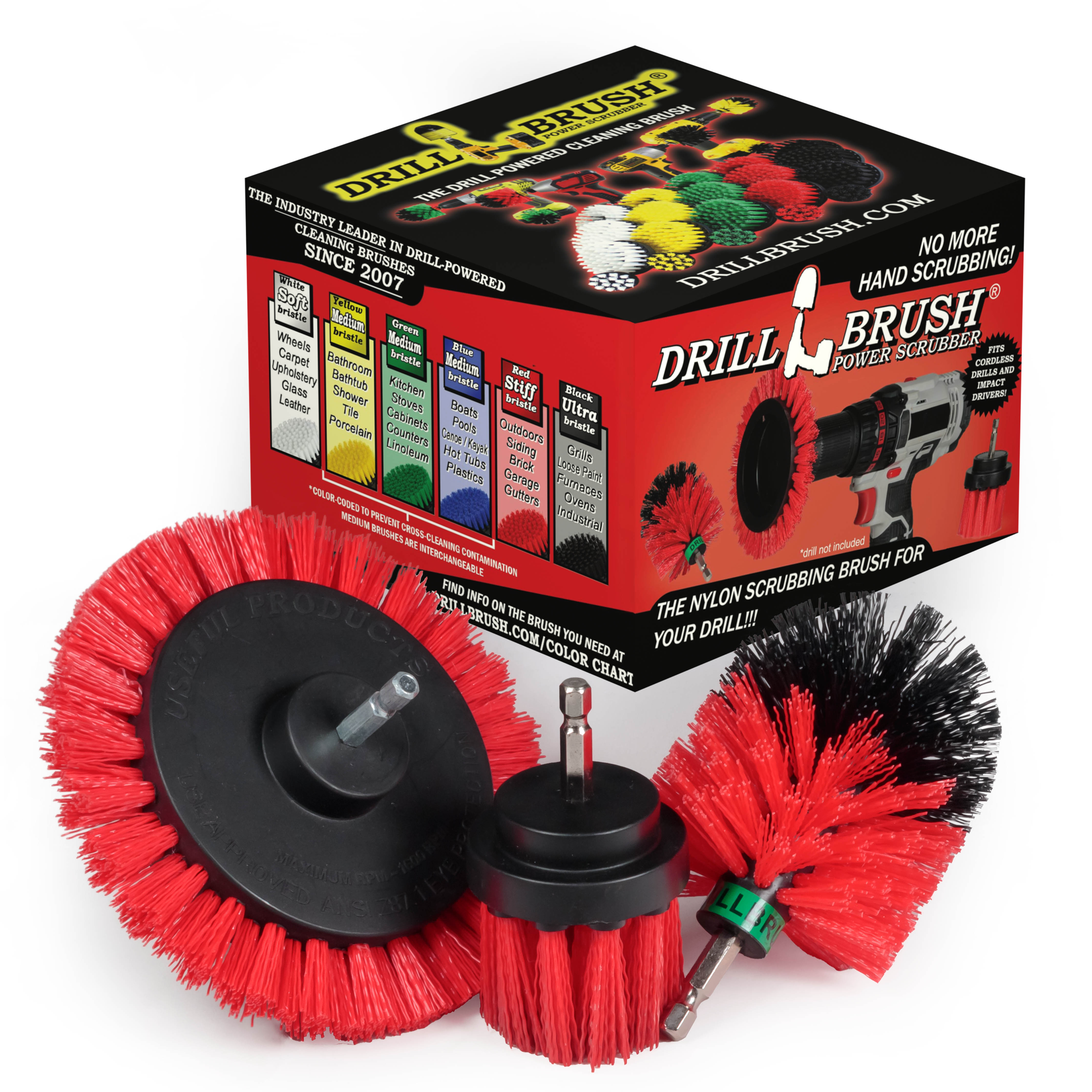 Drillbrush 3 Piece Garden and Backyard Cleaning Kit