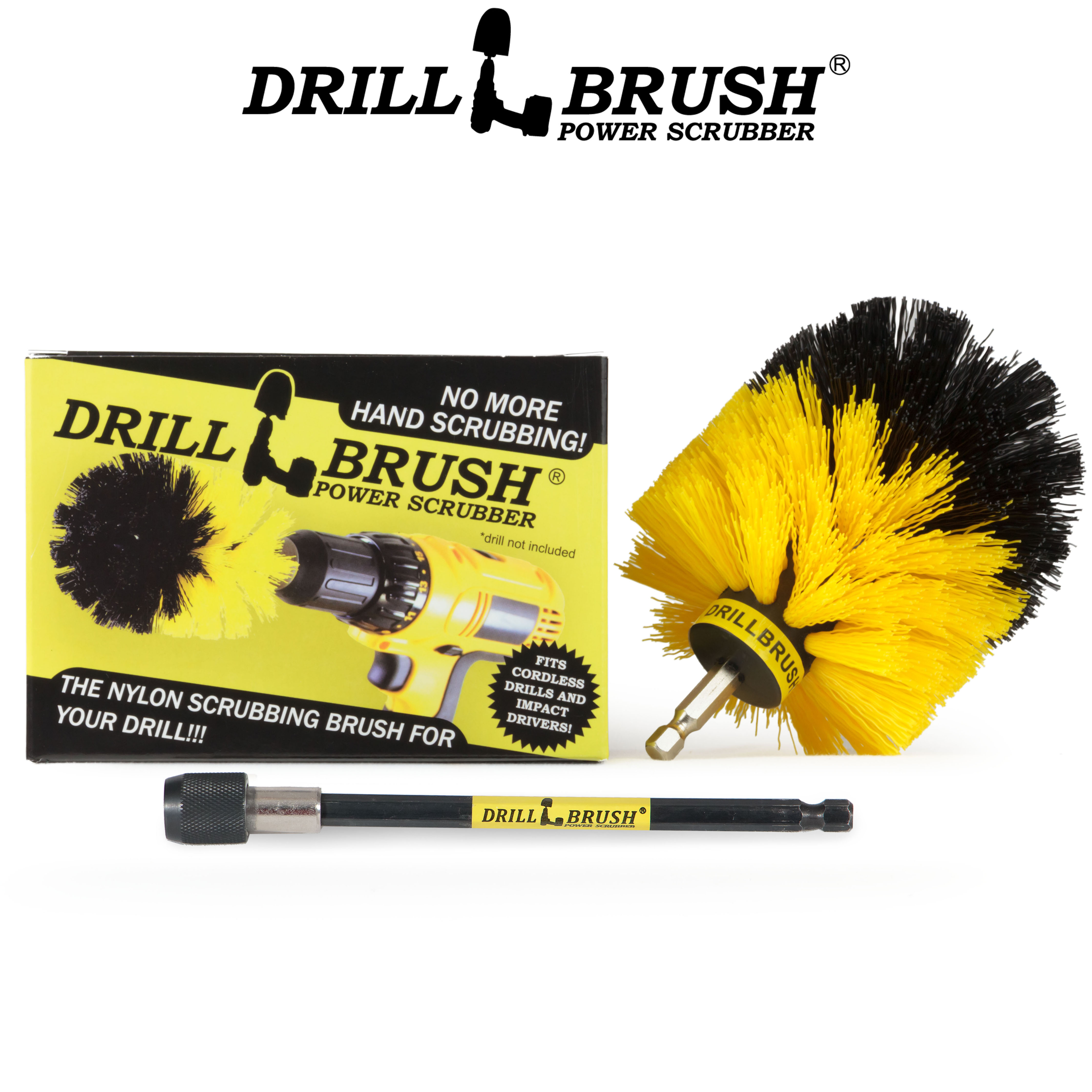 Drillbrush Yellow Original Cleaning Brush w/ 5in Extension