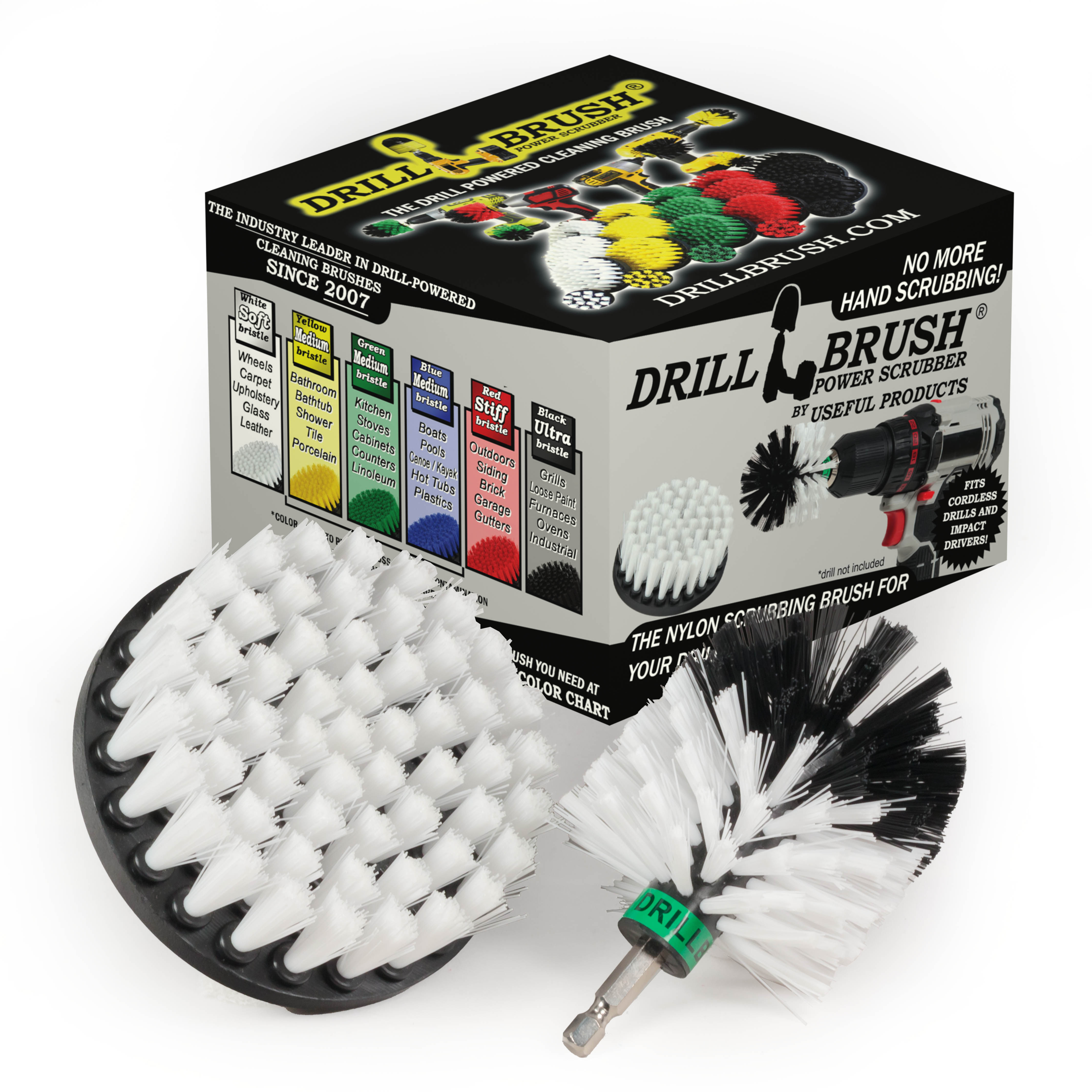 Drillbrush 2 Piece Nylon Brush Kit for Motorcycle Cleaning