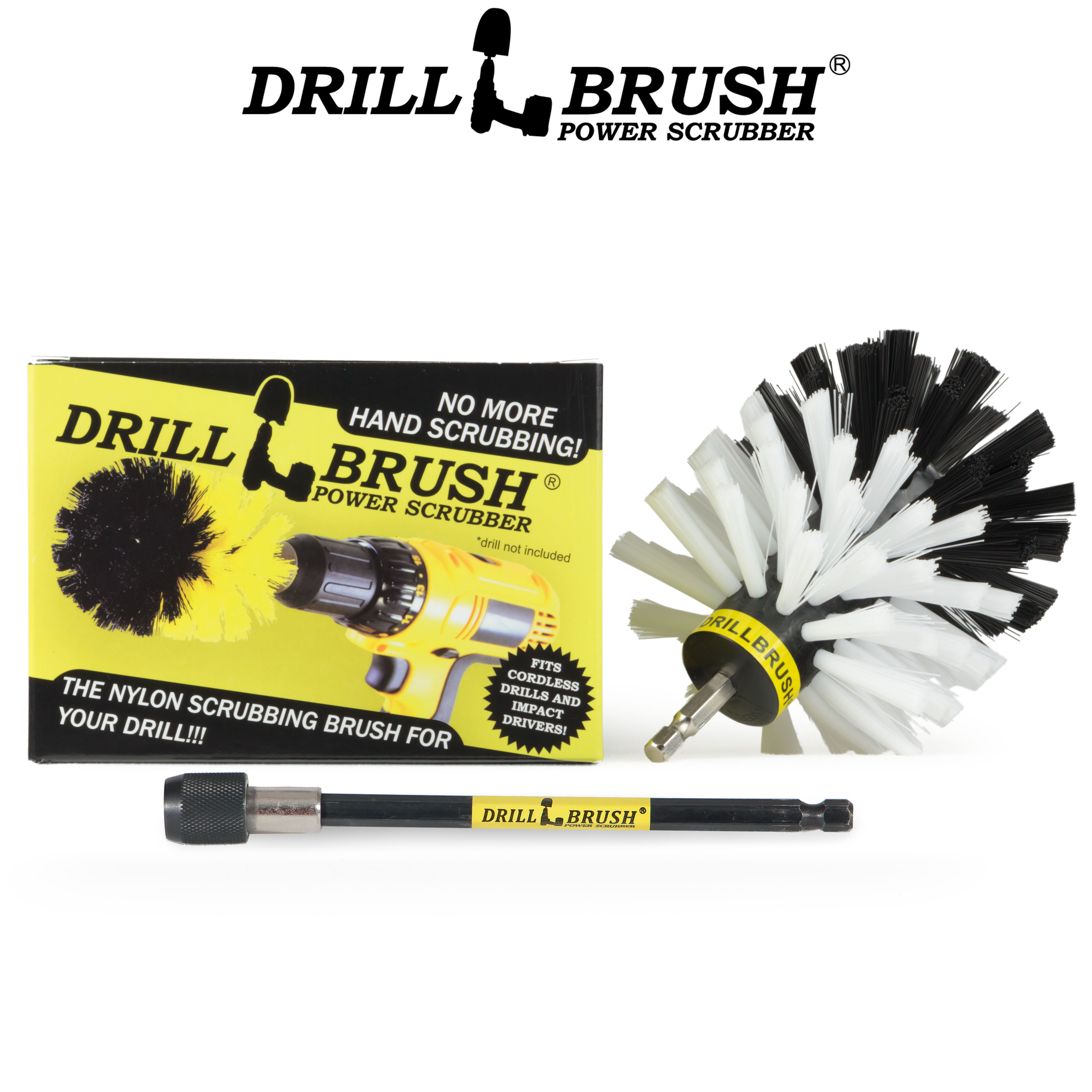 Drillbrush White Original Cleaning Brush w/ 5in Extension