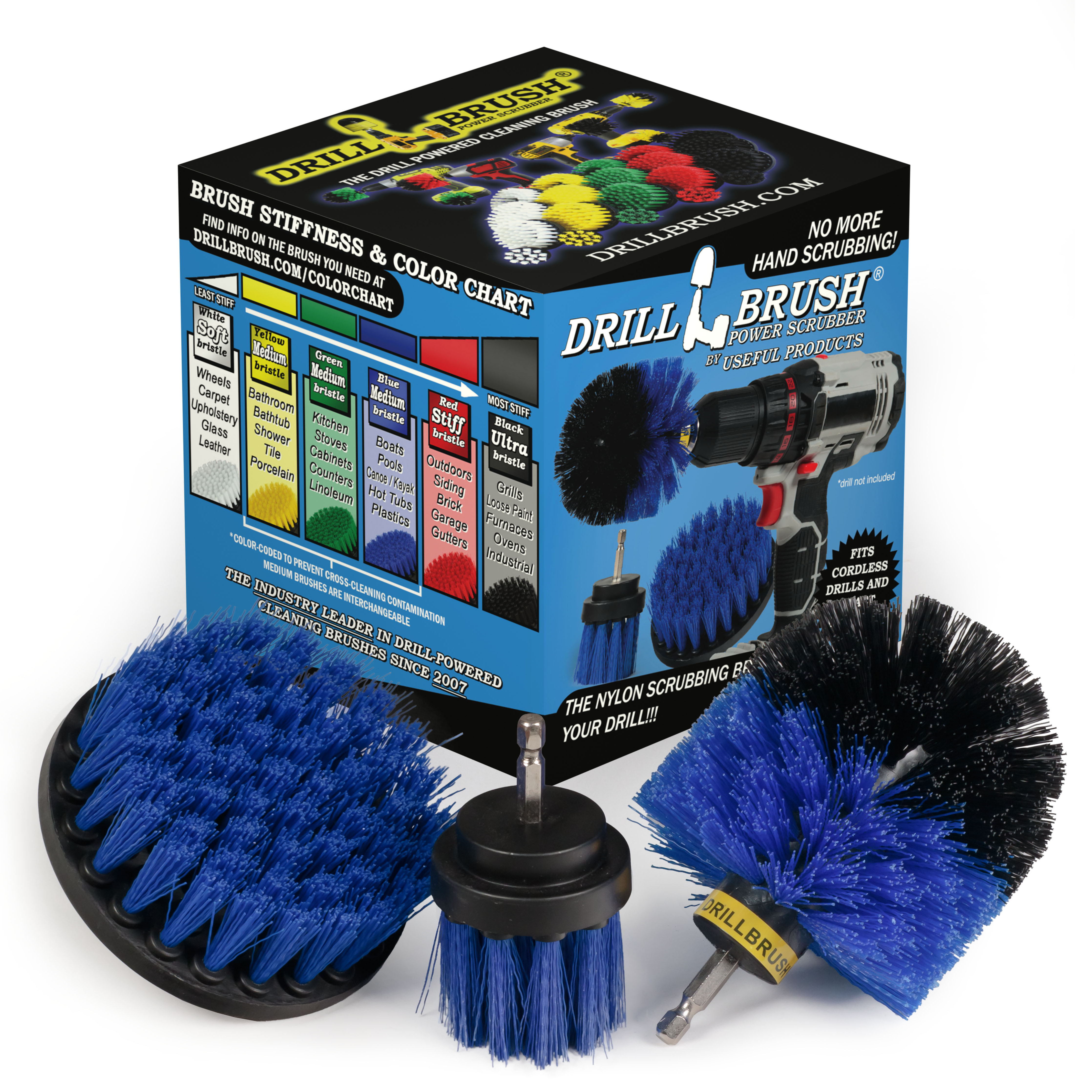 Drillbrush Medium Stiffness 3 Piece Fish Bowl Scrubbing Kit