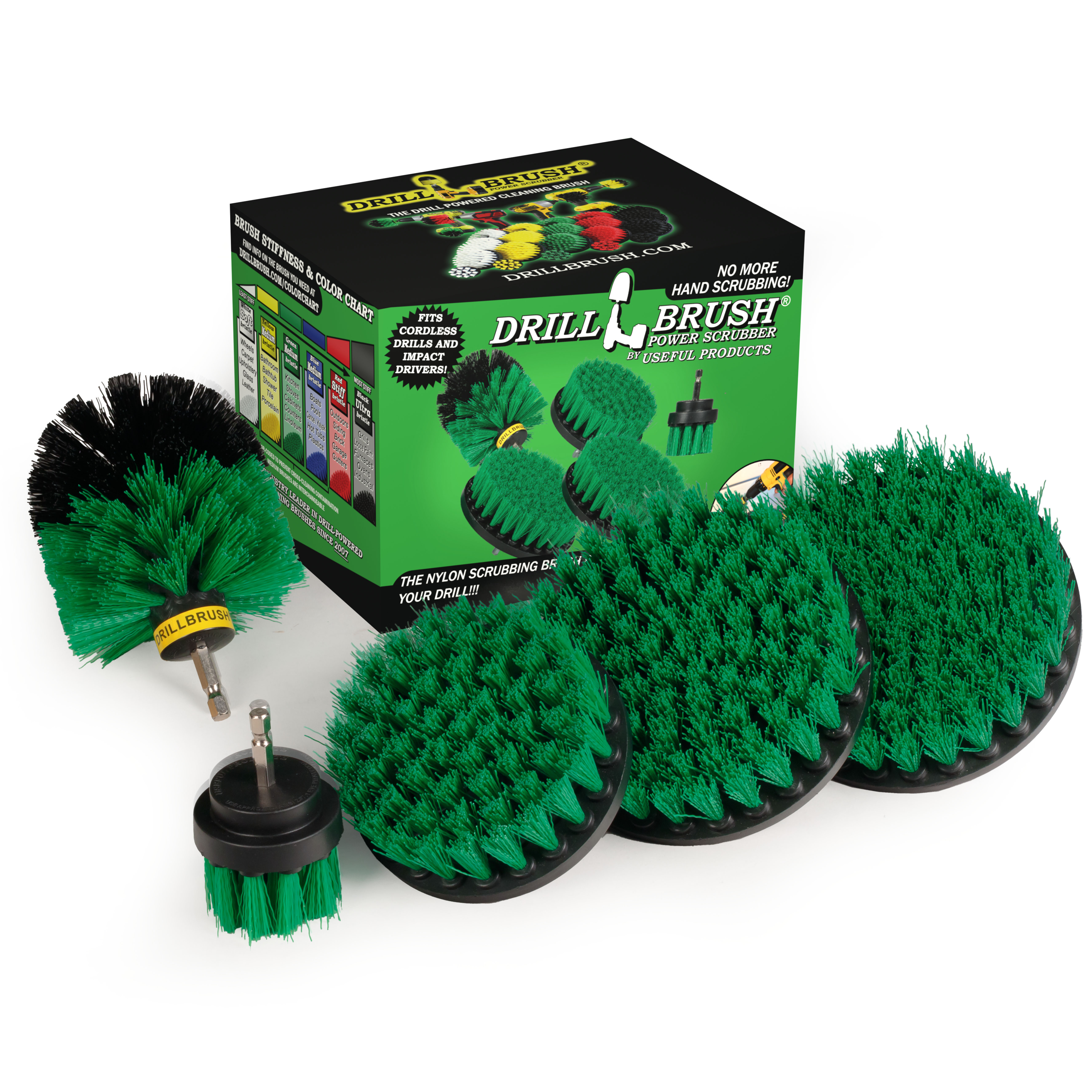 Drillbrush 5 Piece Kitchen Scrubbing Brush Kit - Green