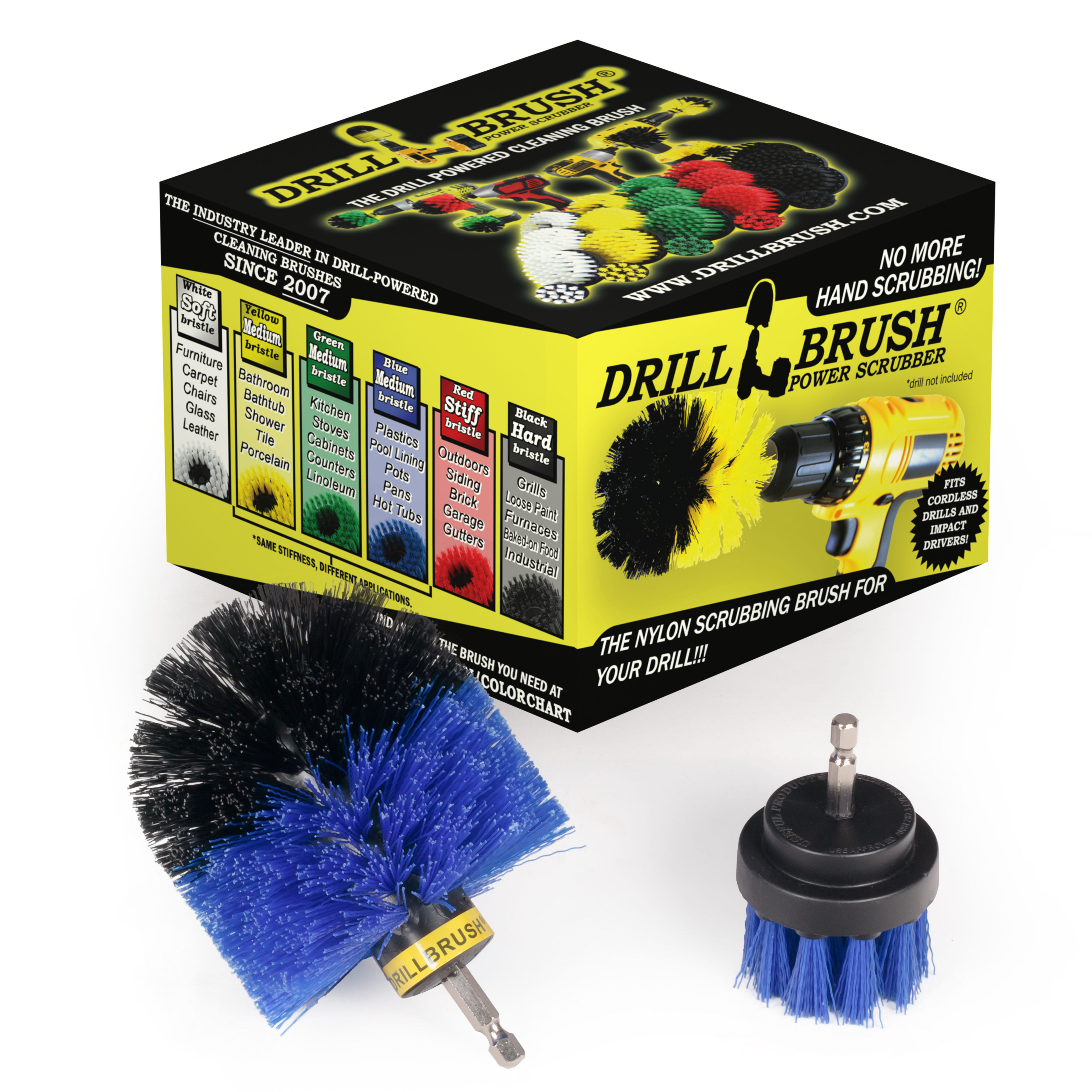 Drillbrush Medium Stiffness 2 Piece Hull Cleaner Brush Kit