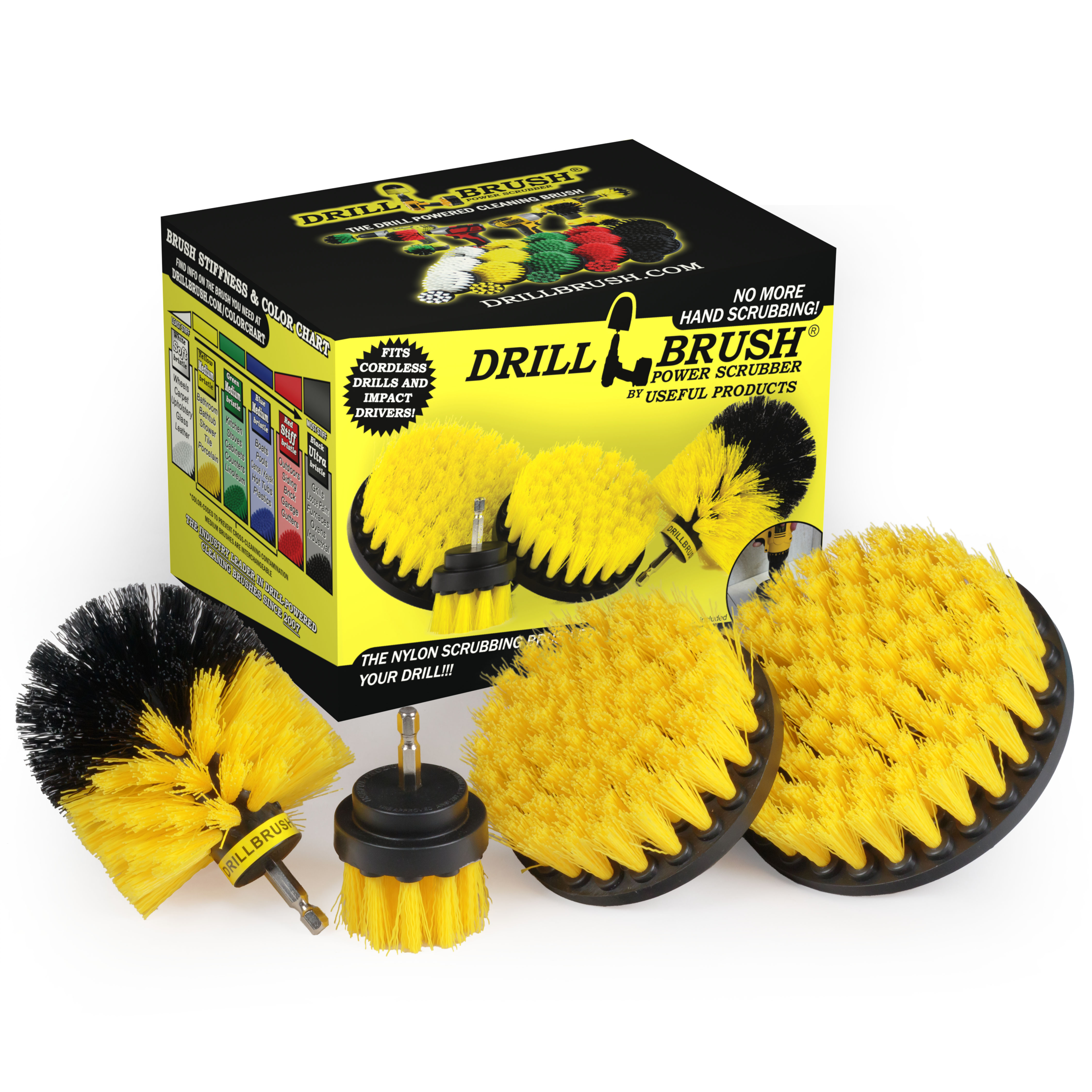 Drillbrush 4 Pc Tile & Grout Bathroom Cleaning Brush Kit