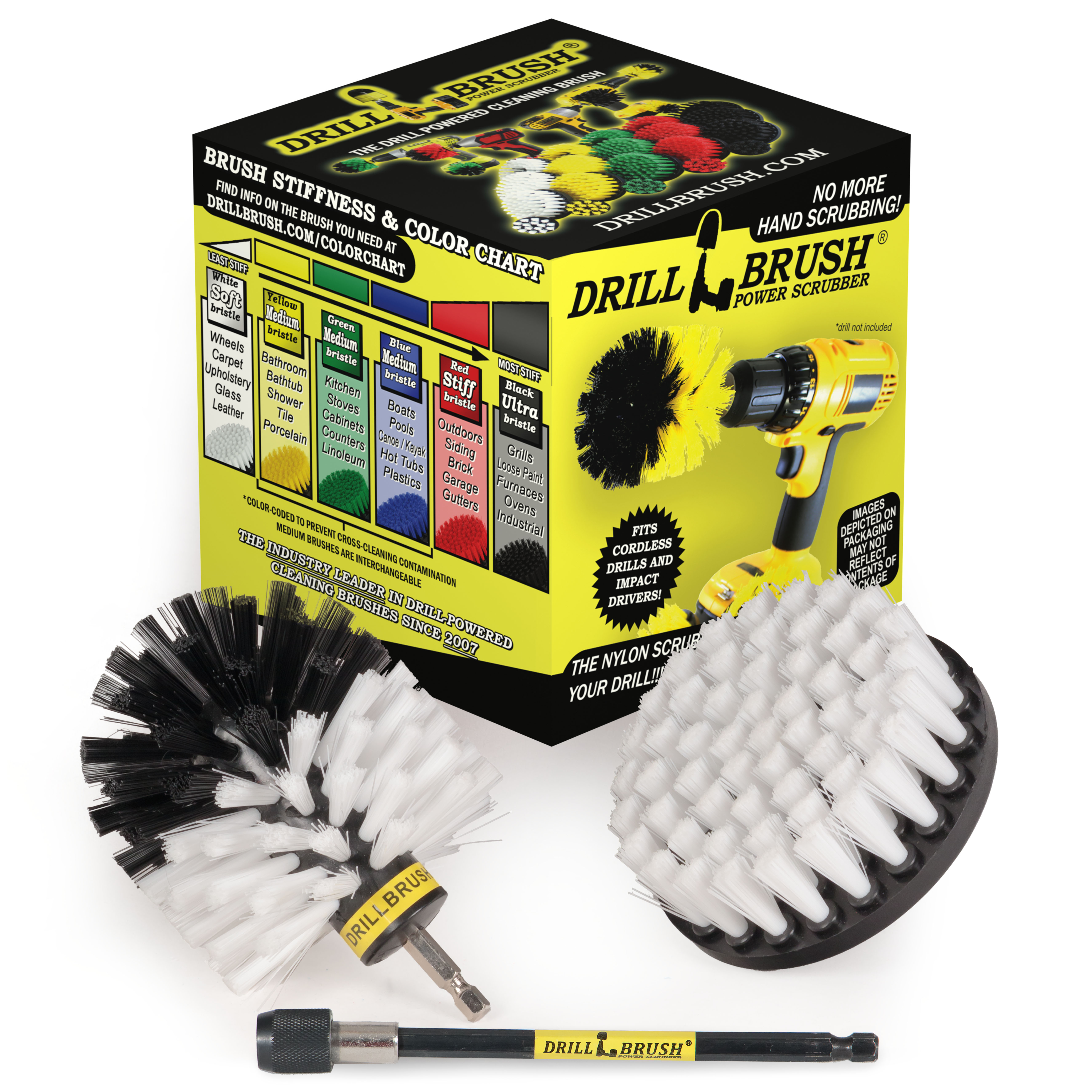 Drillbrush Soft Bristle Auto Brush Kit with Extension