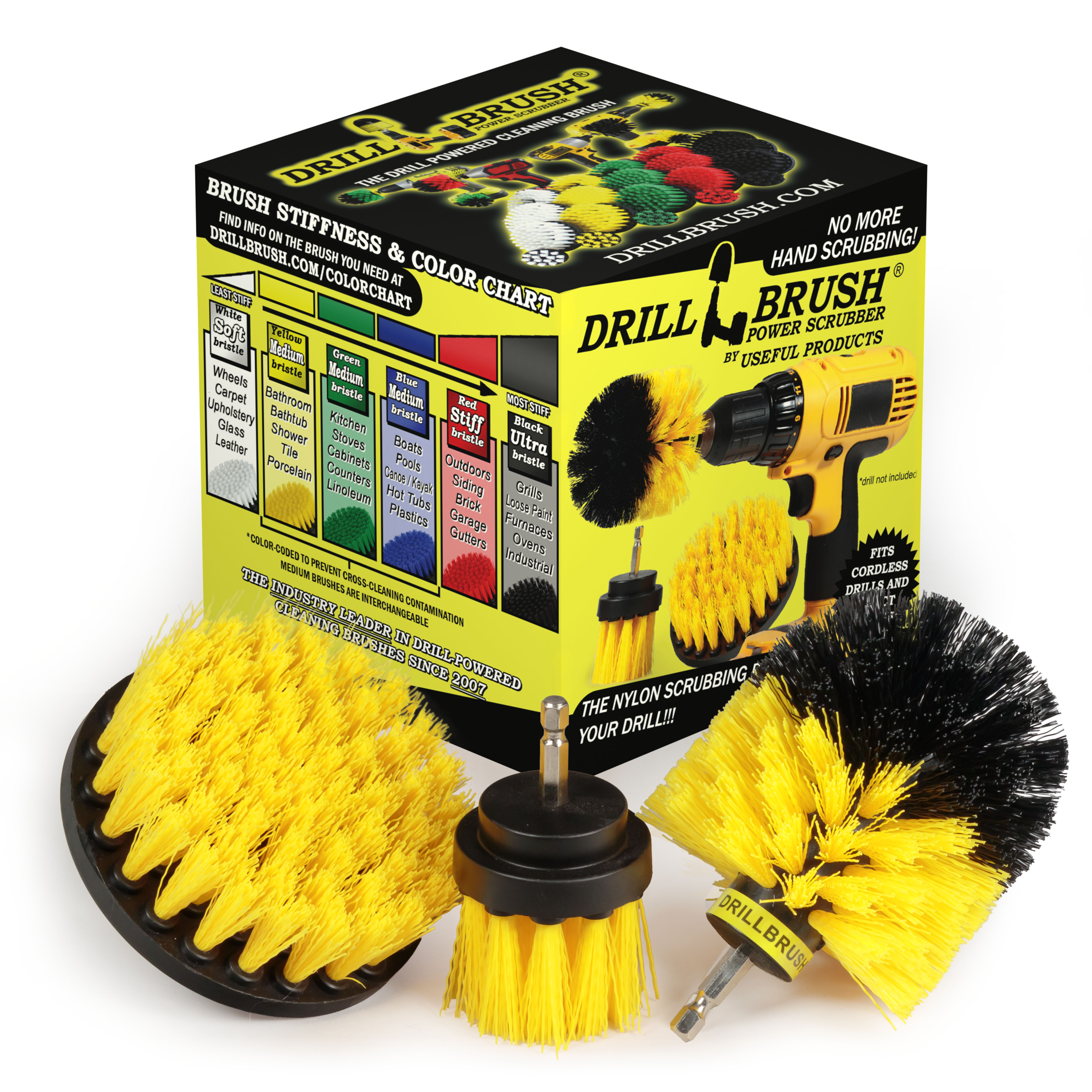 Drillbrush Medium Stiffness 3 Piece Bath Tub Scrubbing Kit