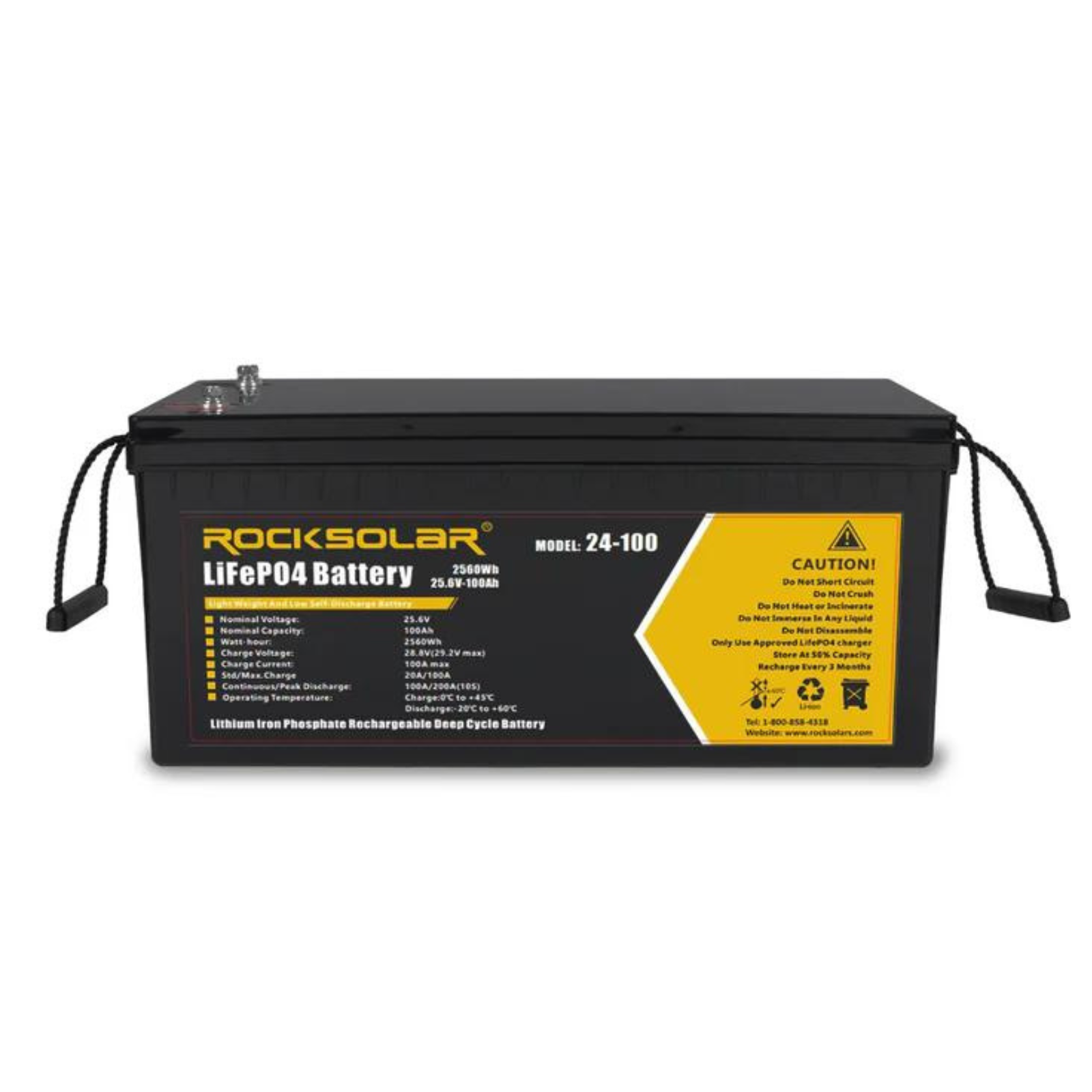 ROCKSOLAR 24V 100Ah Deep Cycle Lithium Battery(LIFEPO4)