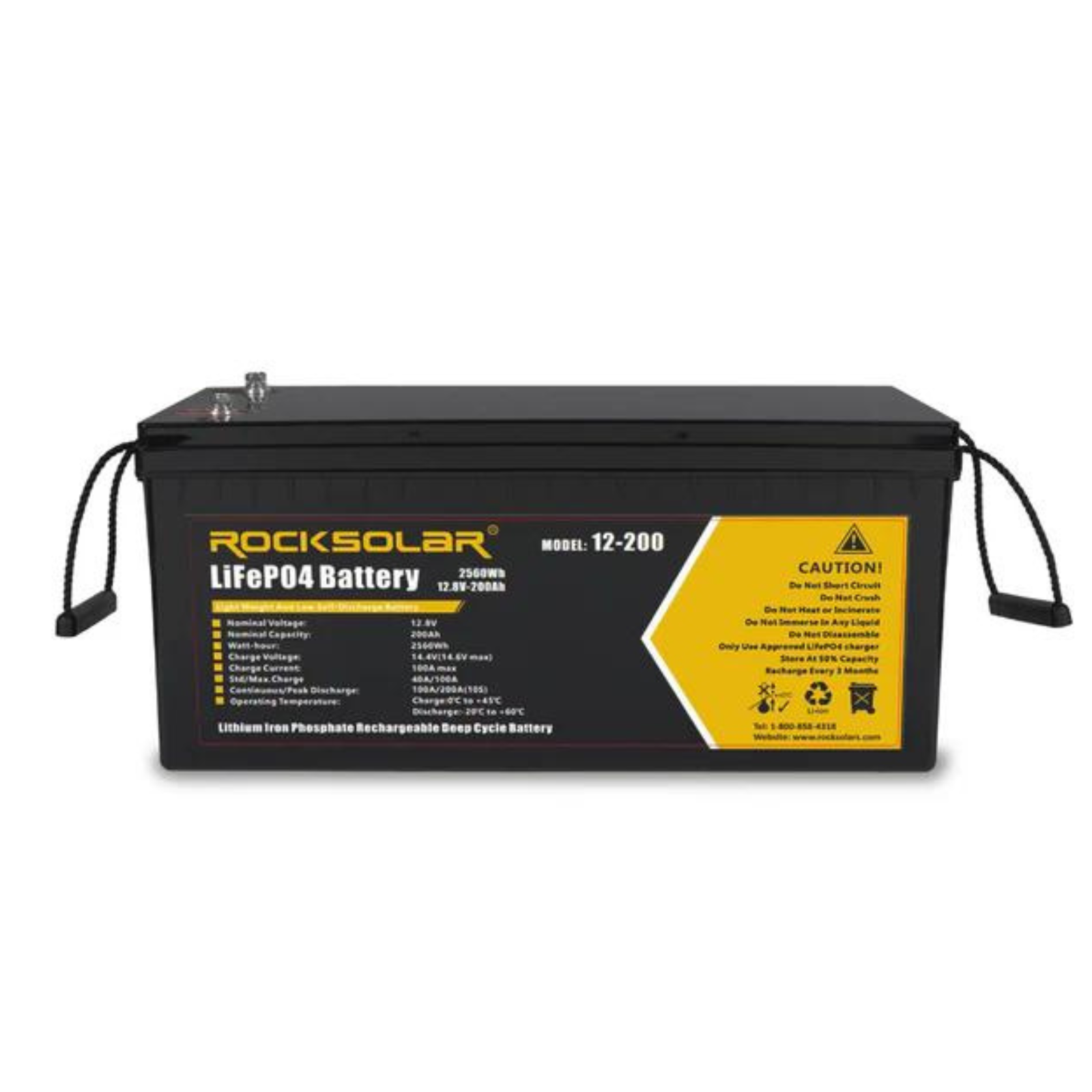 ROCKSOLAR 12V 200Ah Deep Cycle Lithium Battery (LIFEPO4)