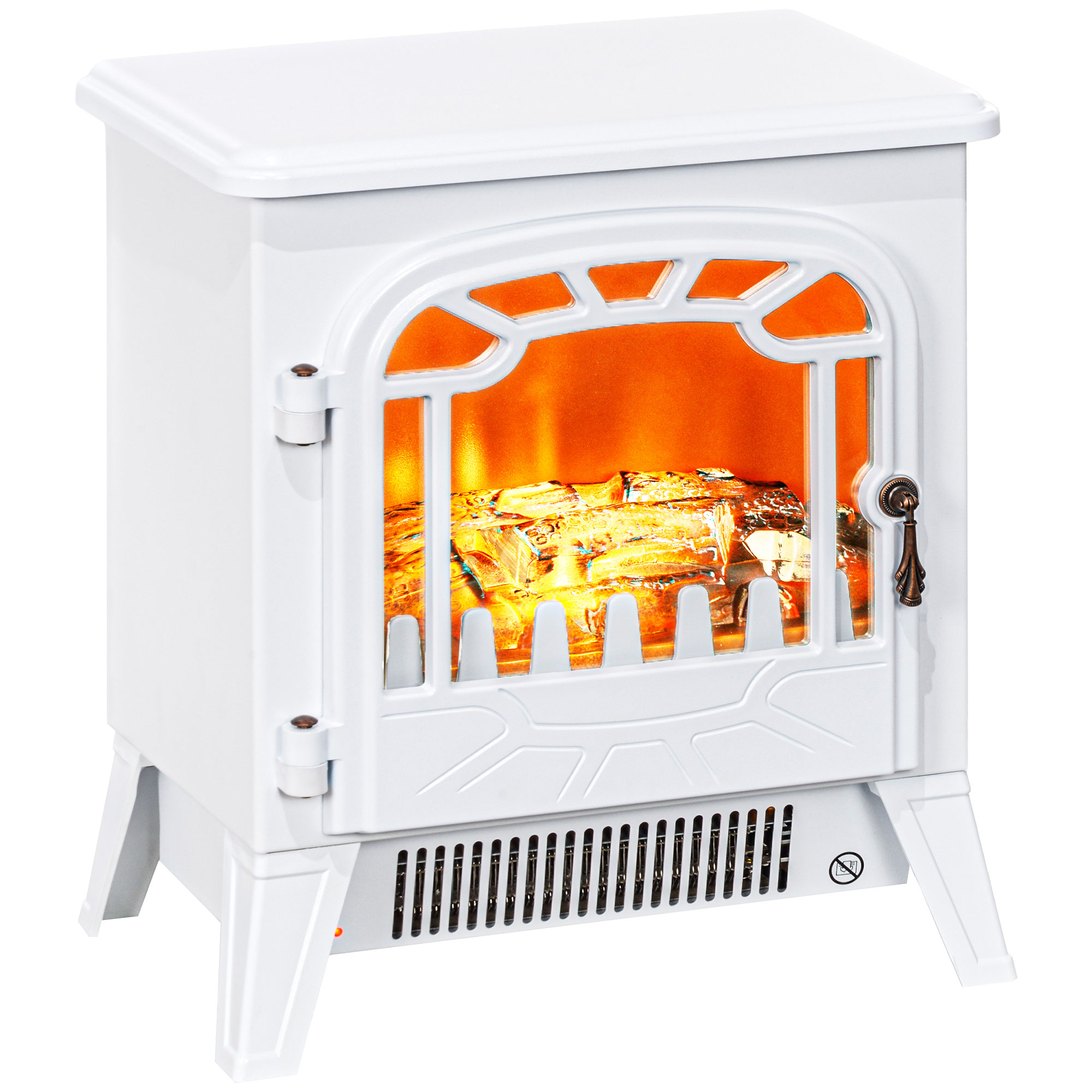 14" Freestanding Electric Fireplace, White