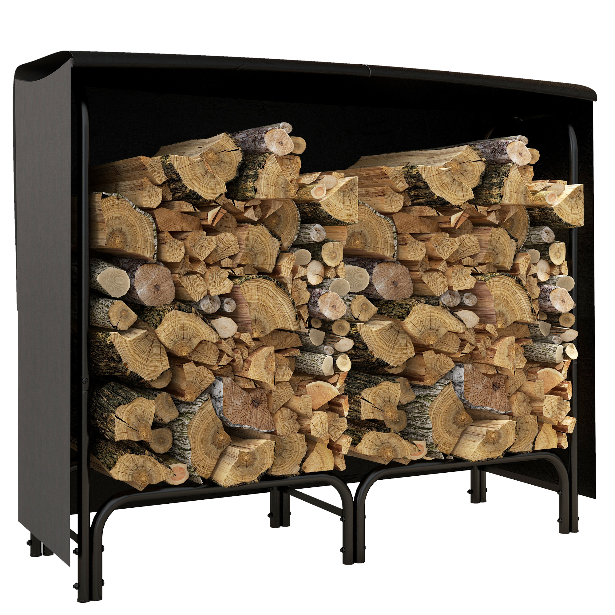 8ft Firewood Rack with Cover Wood Storage Holder