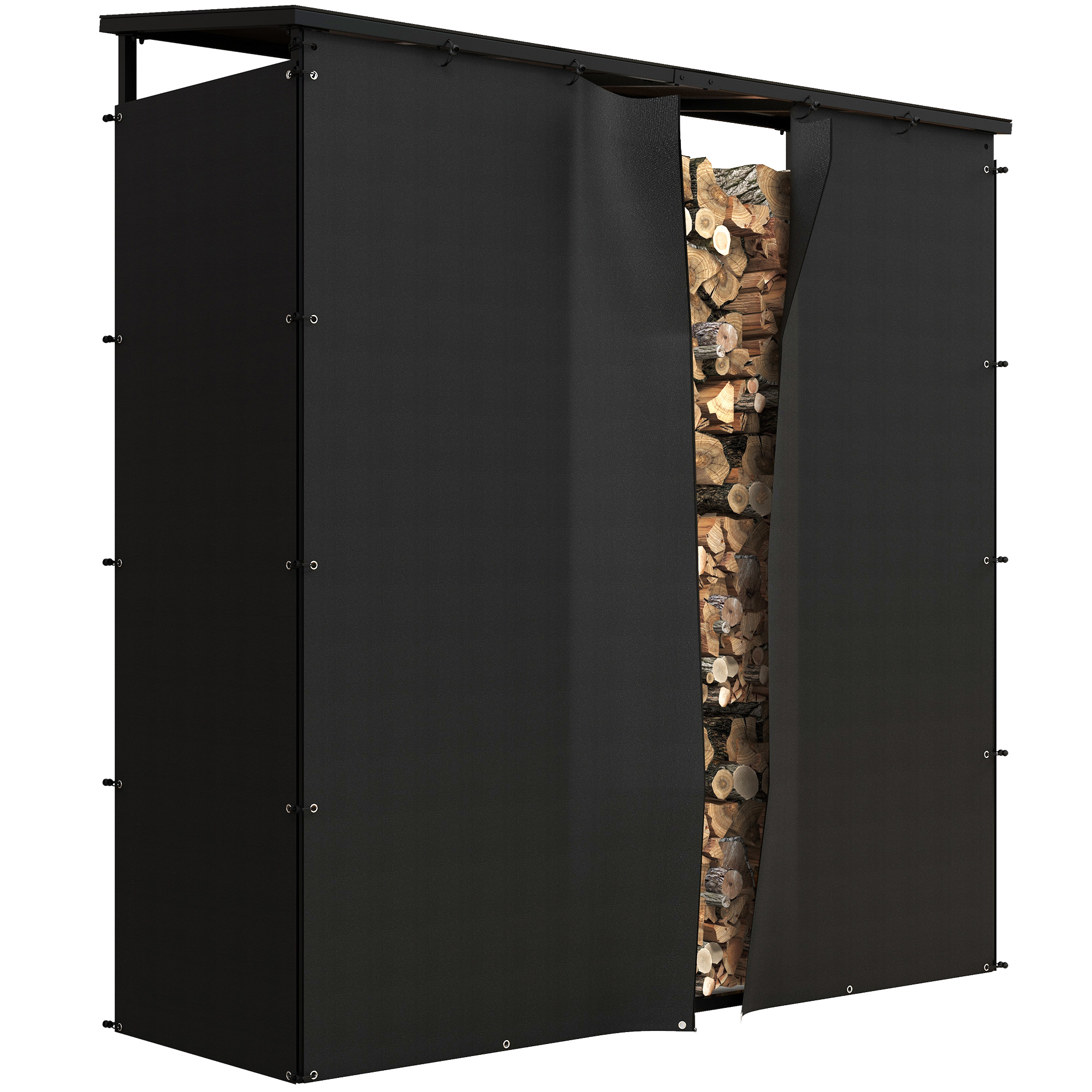 6ft Firewood Rack Outdoor with Polycarbonate Roof and Cover