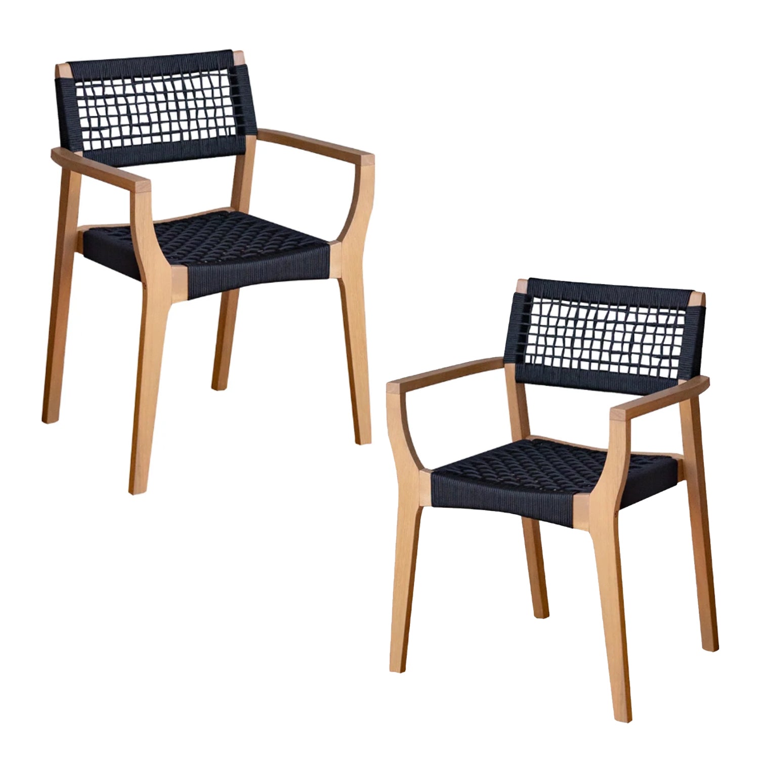 Set of 2 Maui Outdoor Dining Chairs, Acacia Wood Frame