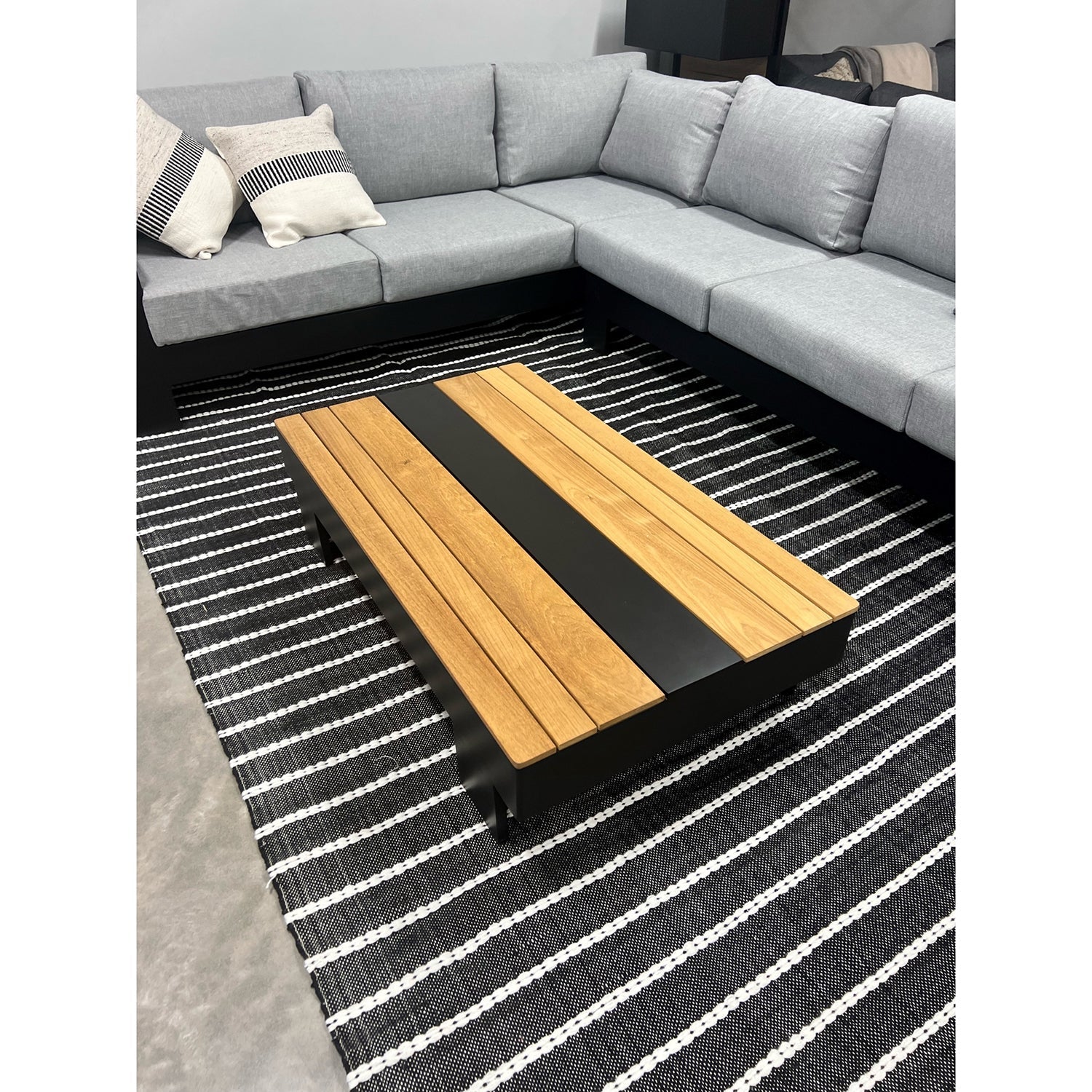 Graphite Striped Rug, Indoor/Outdoor, 8' x 10'