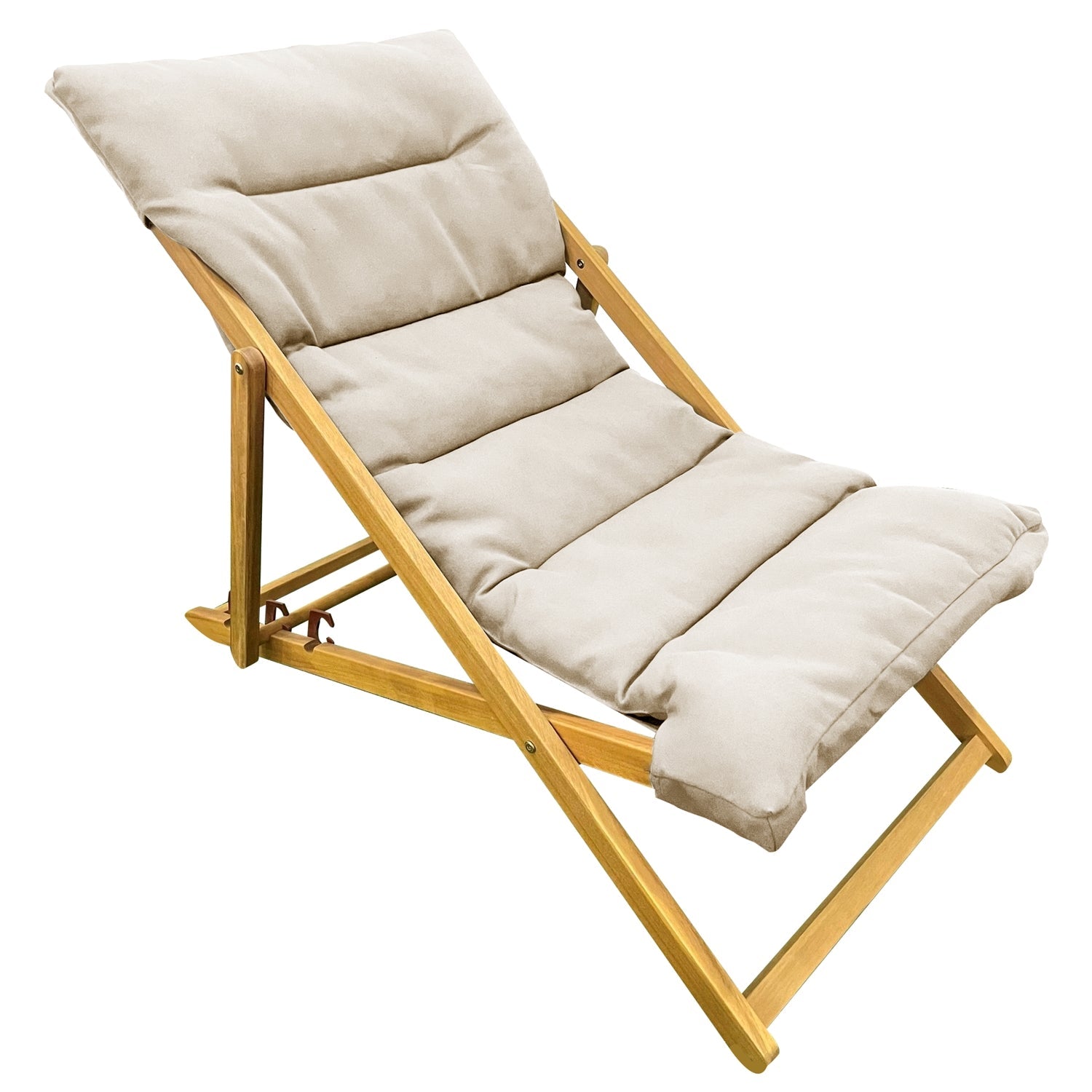 Outdoor Deck Chair, Three Reclining Levels, Ivory