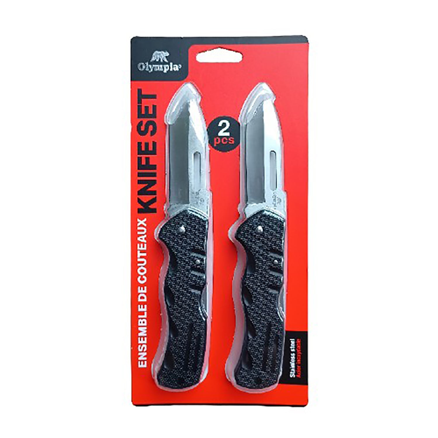 Set of 2 Camping Knives, Stainless Steel Blade