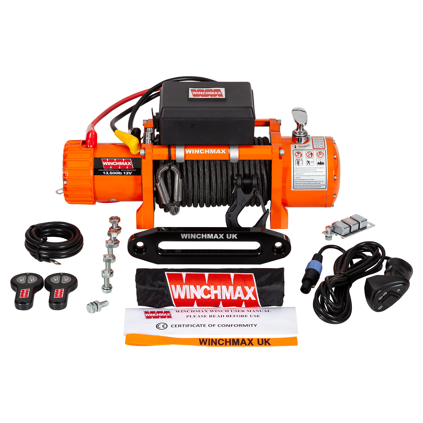 13,500lb  12V Winch. 25m x 10 mm Armourline Rope